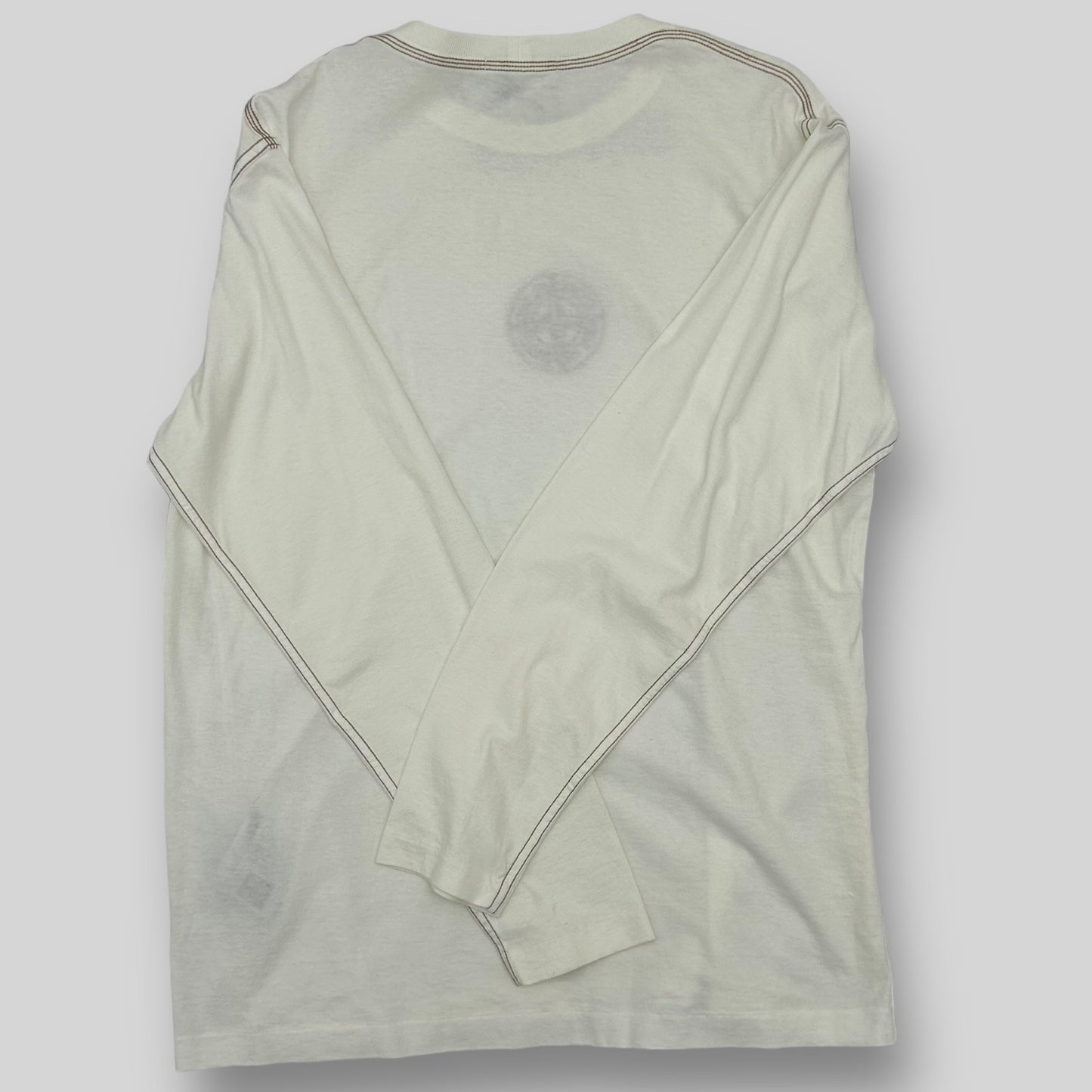 Stone Island Embodied Logo Long Sleeve Shirt White (Fits L/XL)