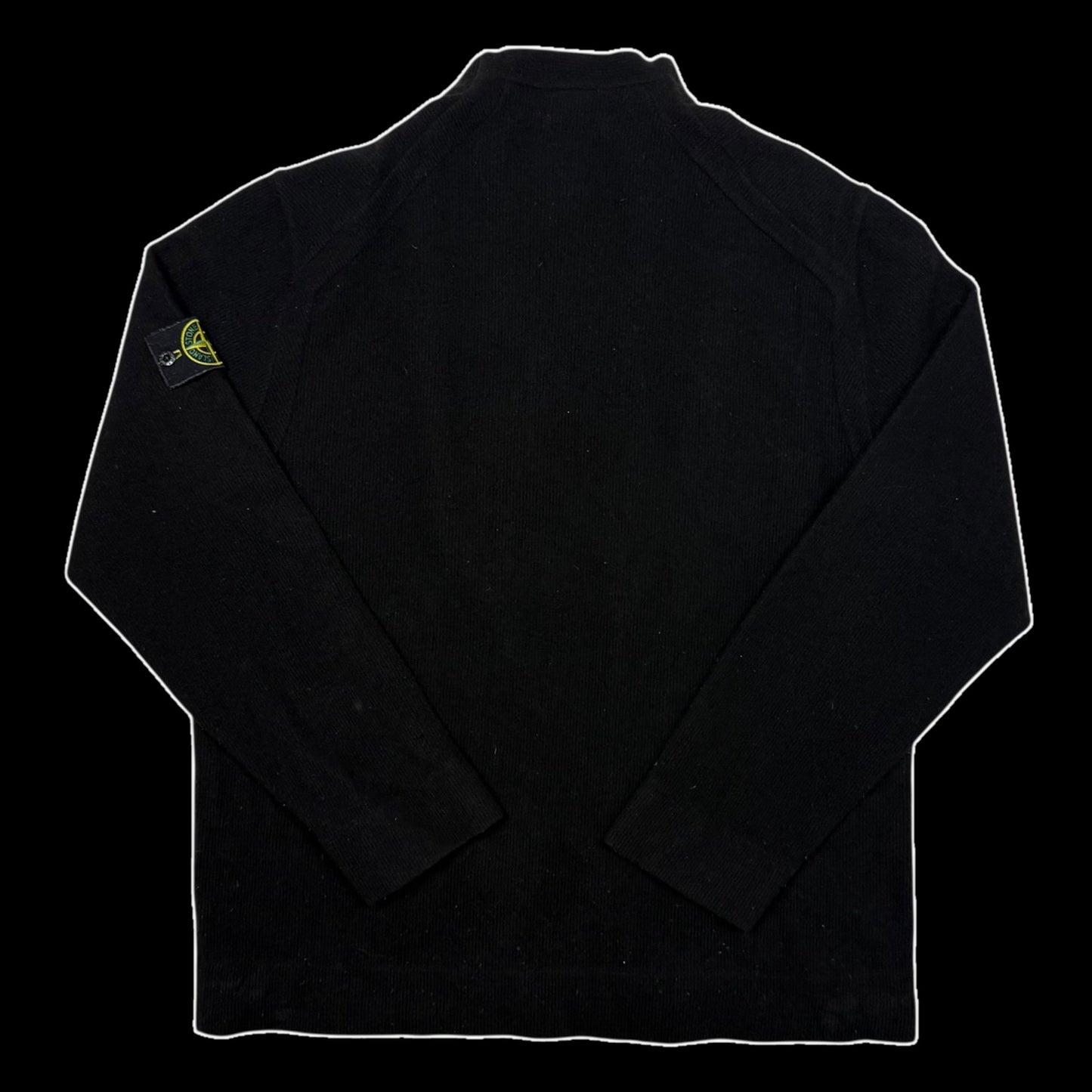 Stone Island 90s Mock Neck Wool Knit Sweatshirt Black (Size XXL)