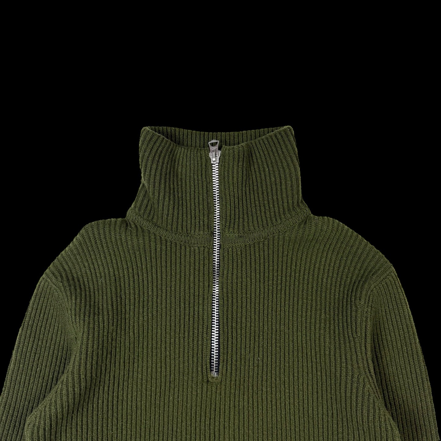 Acne Studios Fisherman Wool Blend Knit Quarter-Zip Sweatshirt Hunter Green (fits S-M)