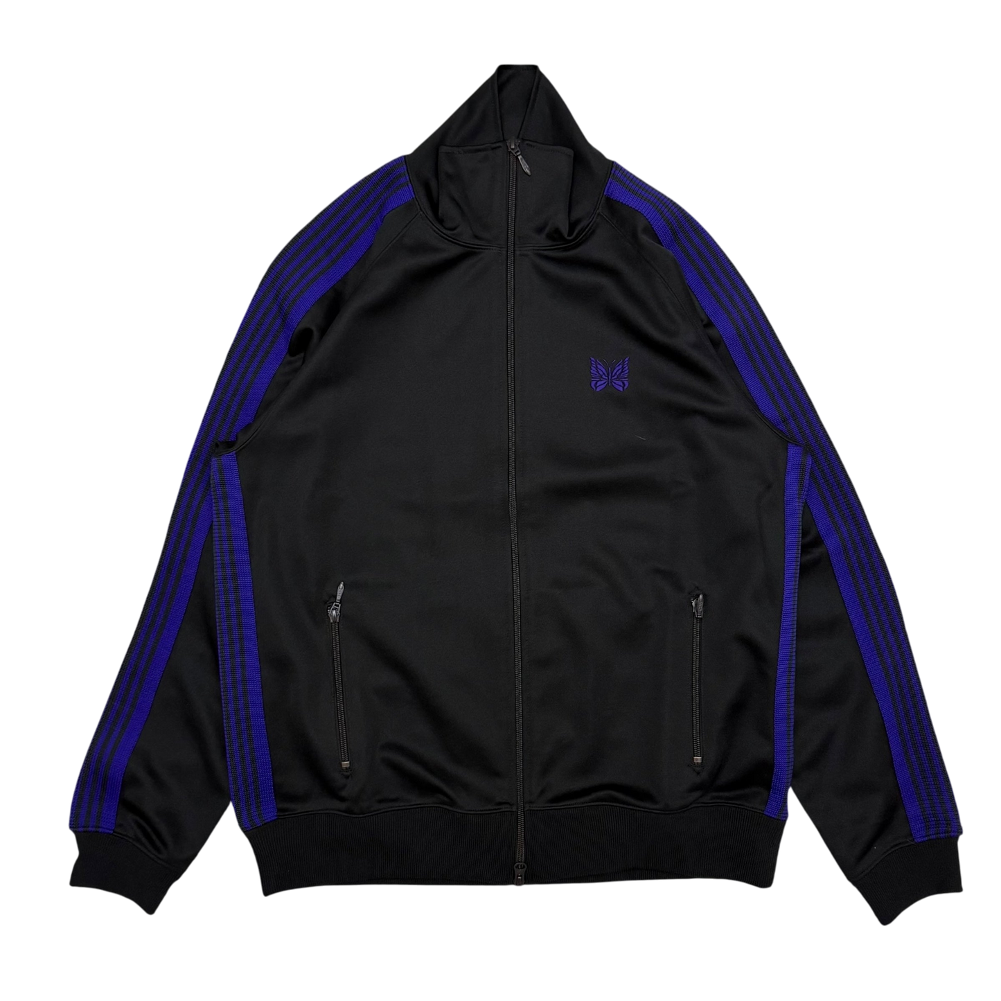 Needles Poly Smooth Track Jacket Black / Purple (Size L)