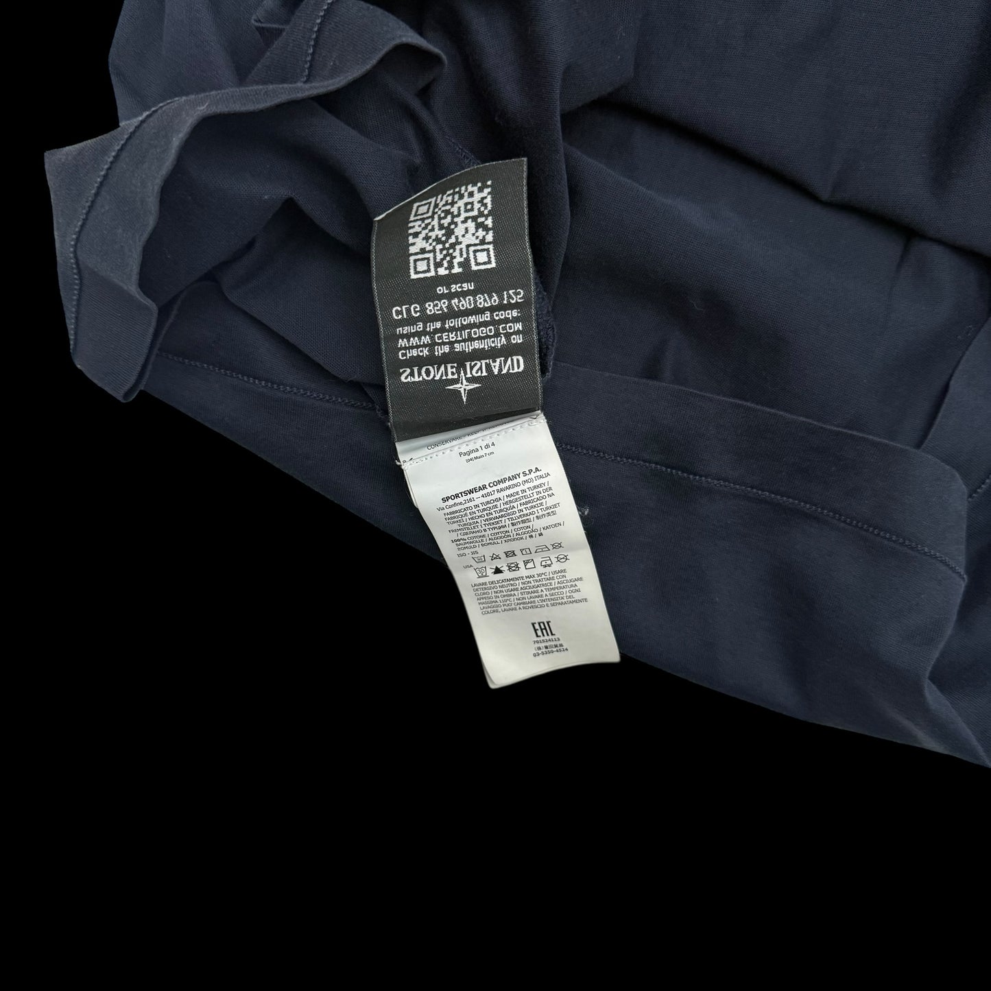 Stone Island Logo Patch T-Shirt Navy (Fits L-XL)