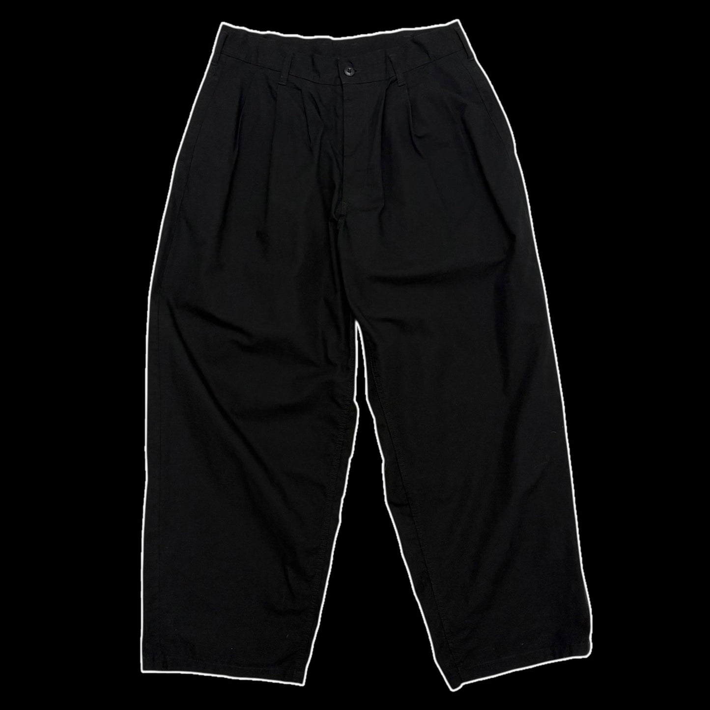 Yohji Yamamoto BLACK Scandal Pleated Wide-Leg Pants Black (Size L)