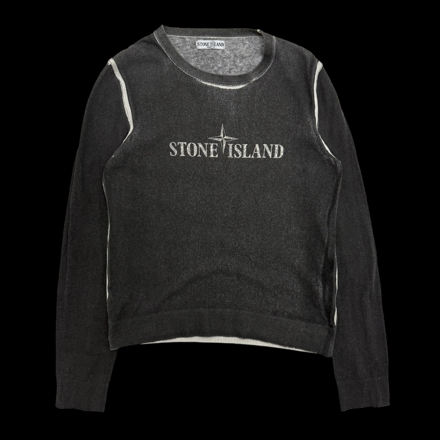 Stone Island SS08 Centre Logo Knit Jumper Charcoal Grey (Size S)