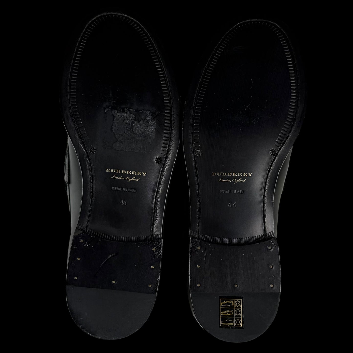 Burberry Kiltie Fringe Leather Loafers Black /Yellow (Fits US10.5-11)