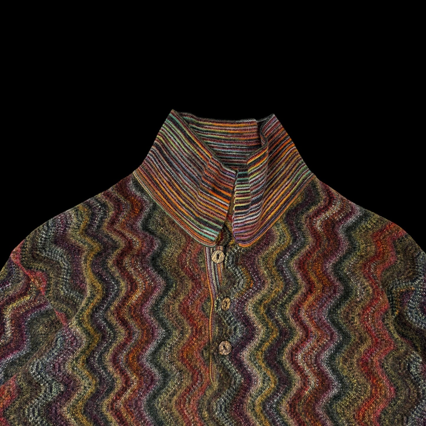 Missoni Vintage Polo Wool Knit Sweatshirt Multicolour (Size L)