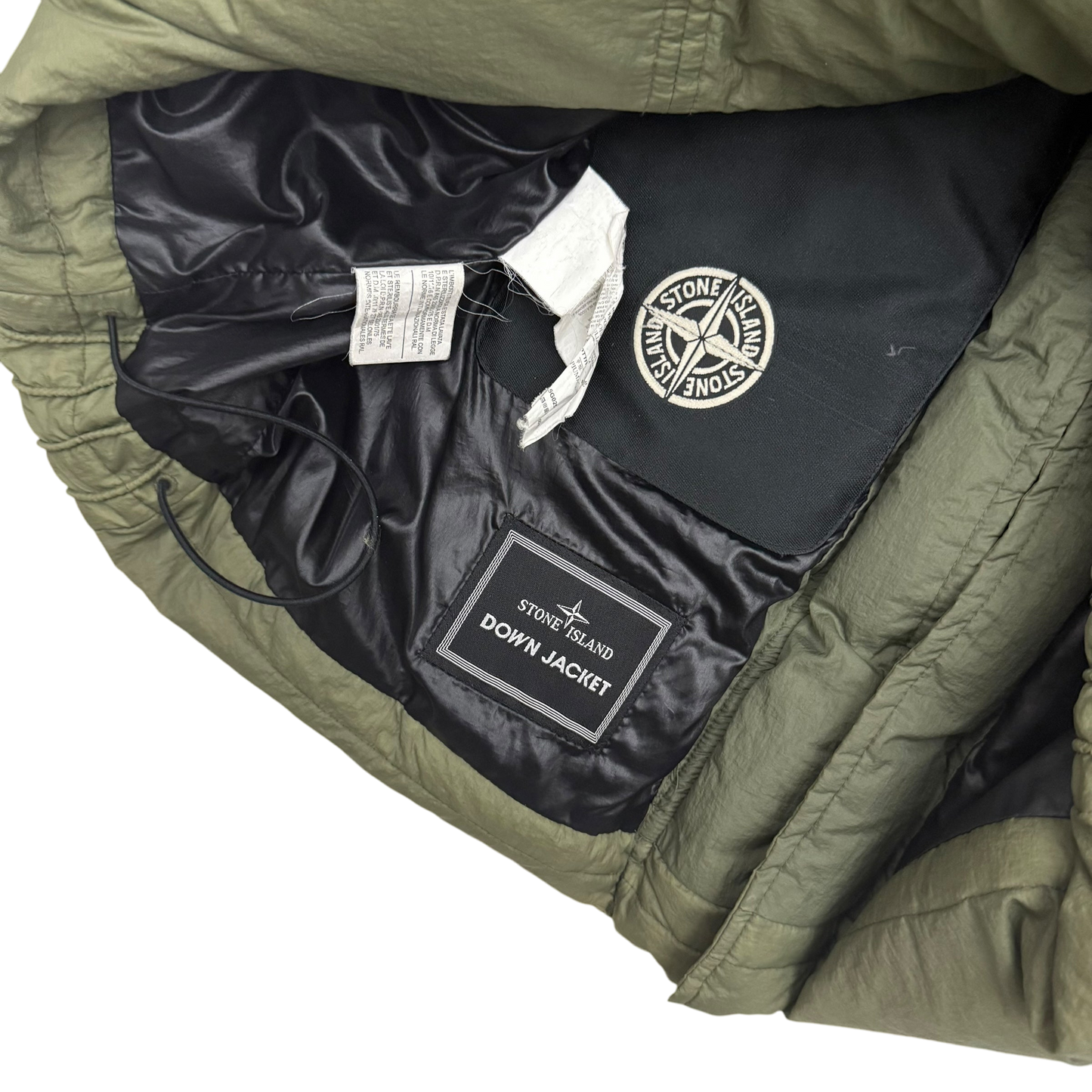 Stone Island AW10 Opaque Nylon Tela Mesh Badge Down Gilet Army Green (Fits M-L)