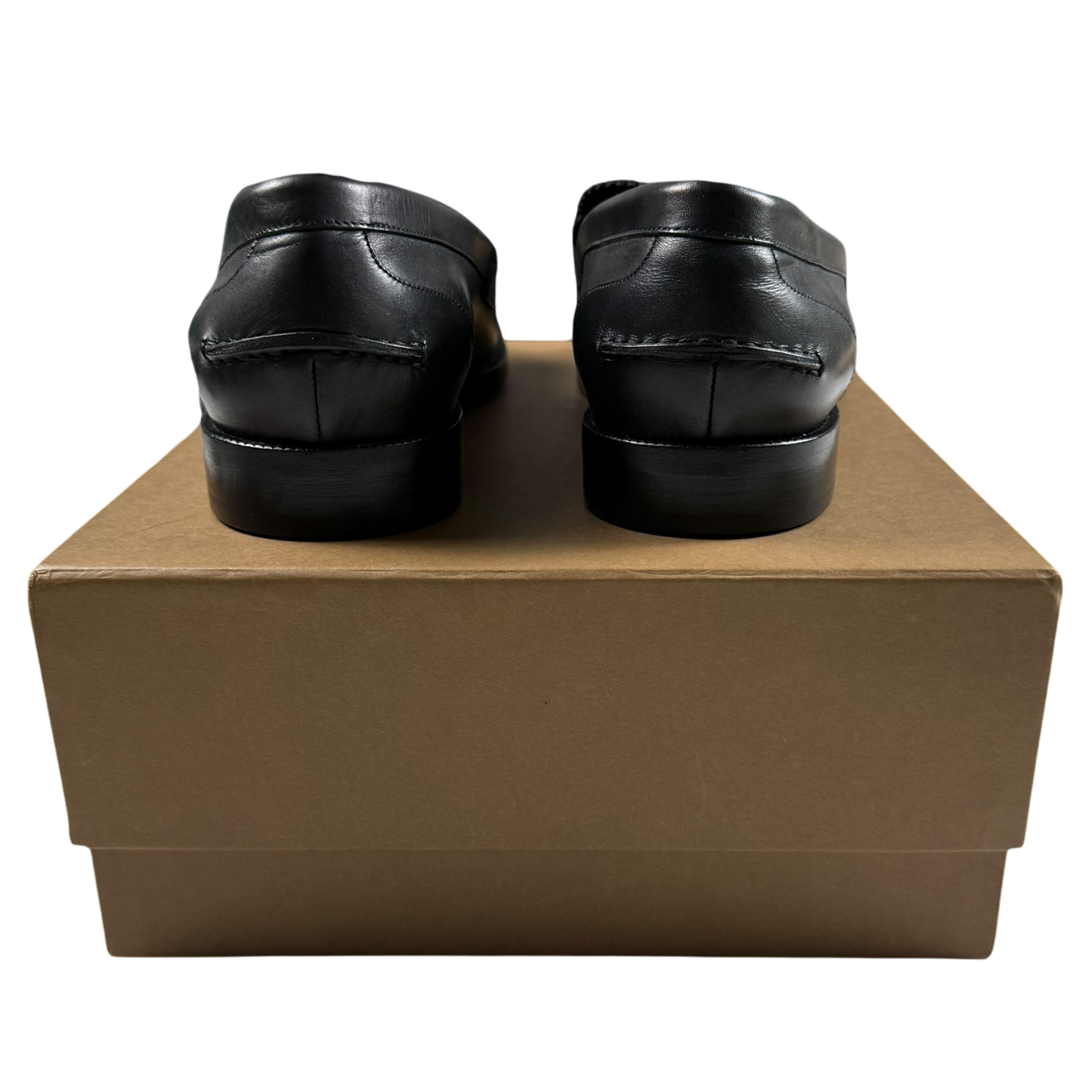 Burberry Kiltie Fringe Leather Loafers Black /Yellow (Fits US10.5-11)