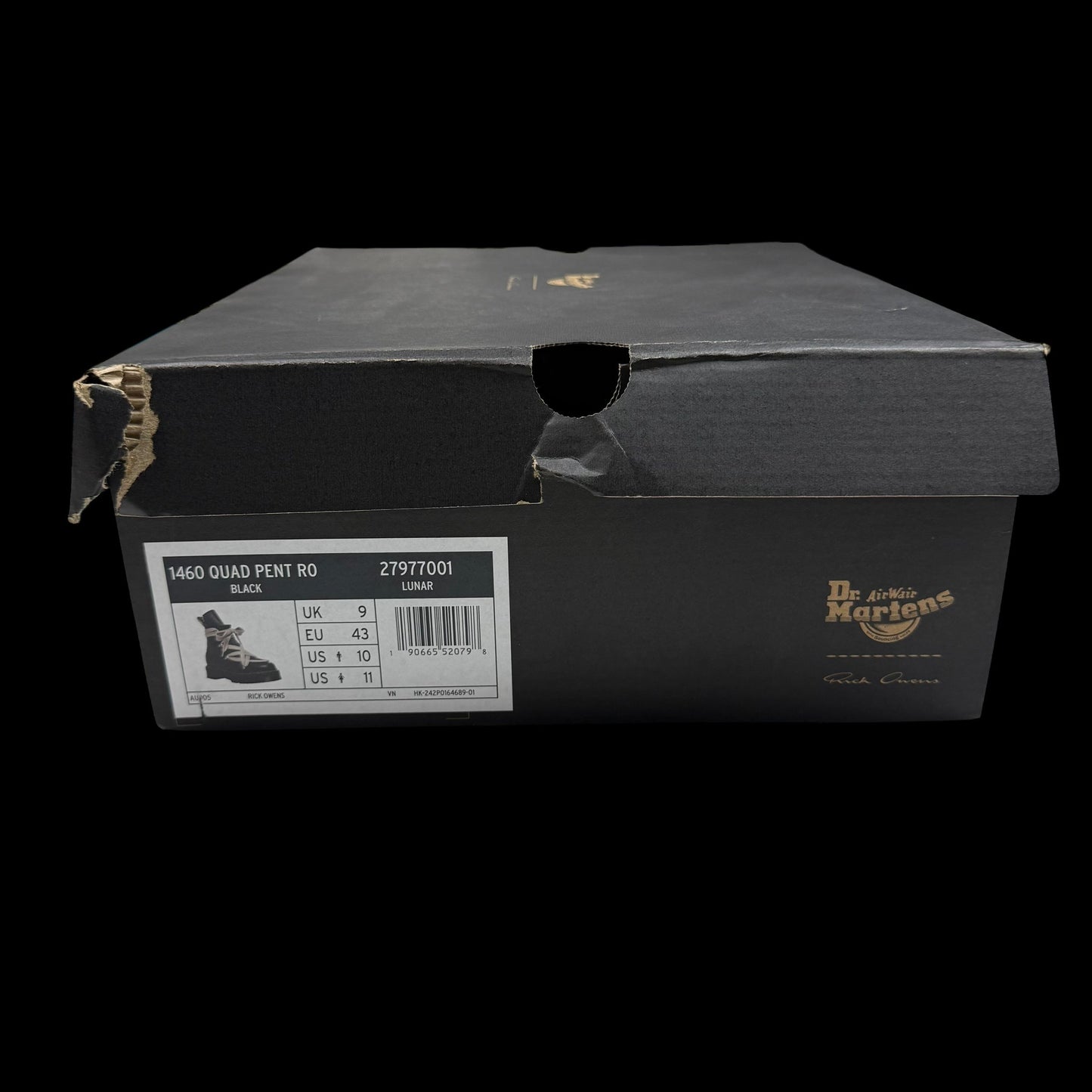 Dr Martins x Rick Owens 1460 Quad Sole Pentagram Jumbo Lace Boot Black (US10/UK9/EU43)