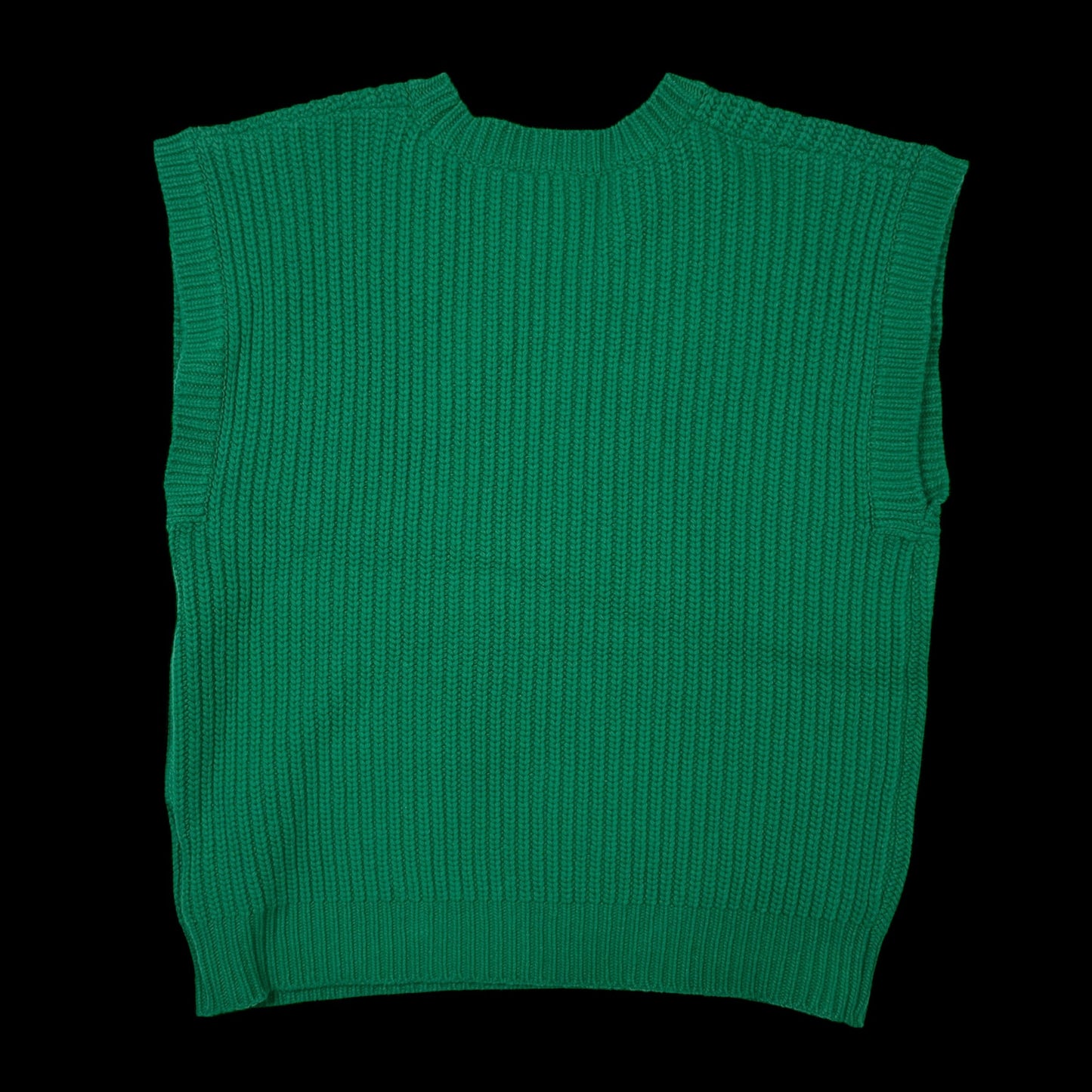 We11done Ribbed Wool Multi-Logo Square Knit Vest Green (Size L)