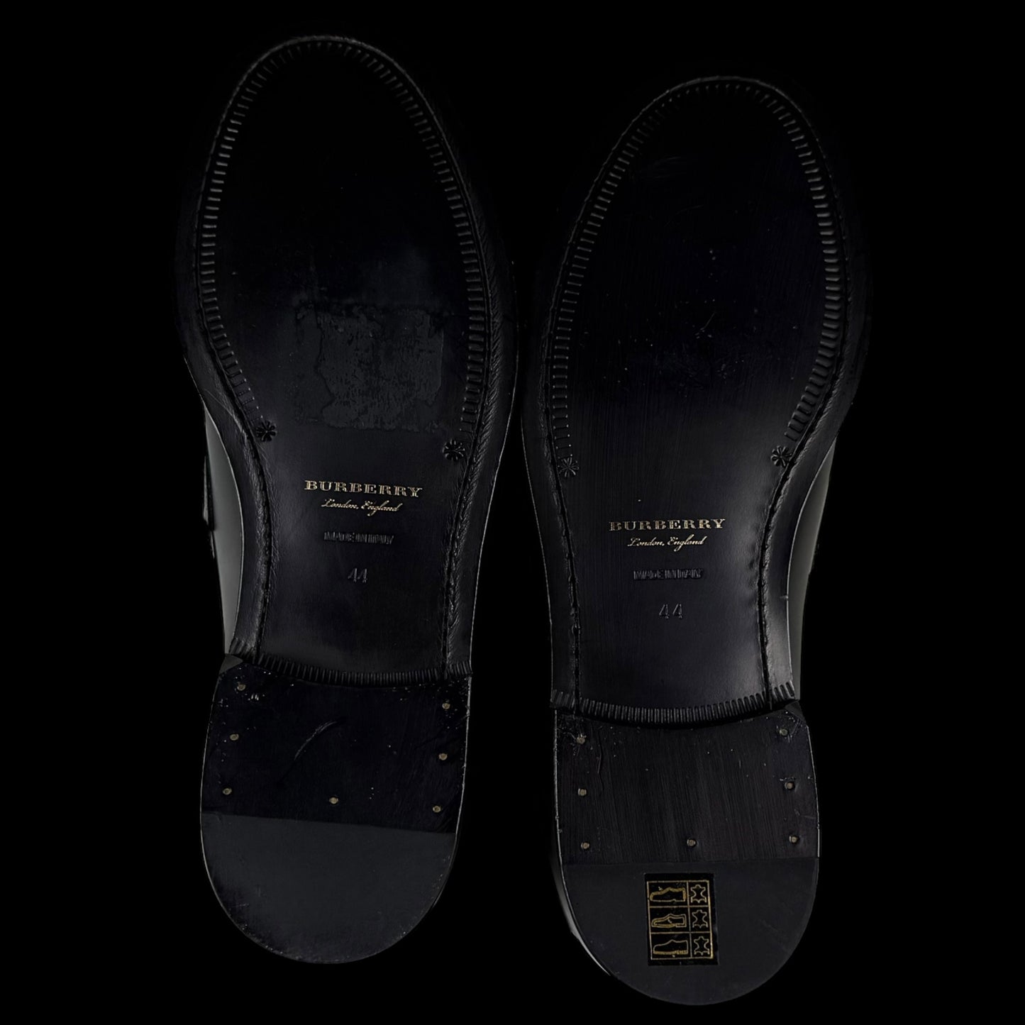 Burberry Kiltie Fringe Leather Loafers Black /Yellow (Fits US10.5-11)
