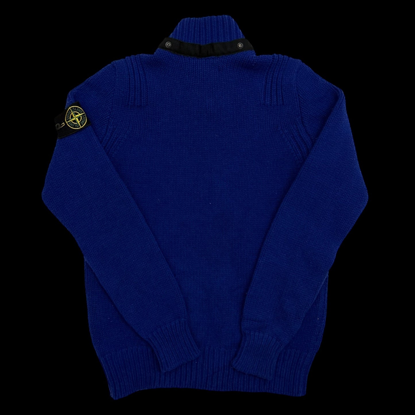 Stone Island AW12 Wool Blend Heavy Knit Zip-Up Sweatshirt Royal Blue (Size M)