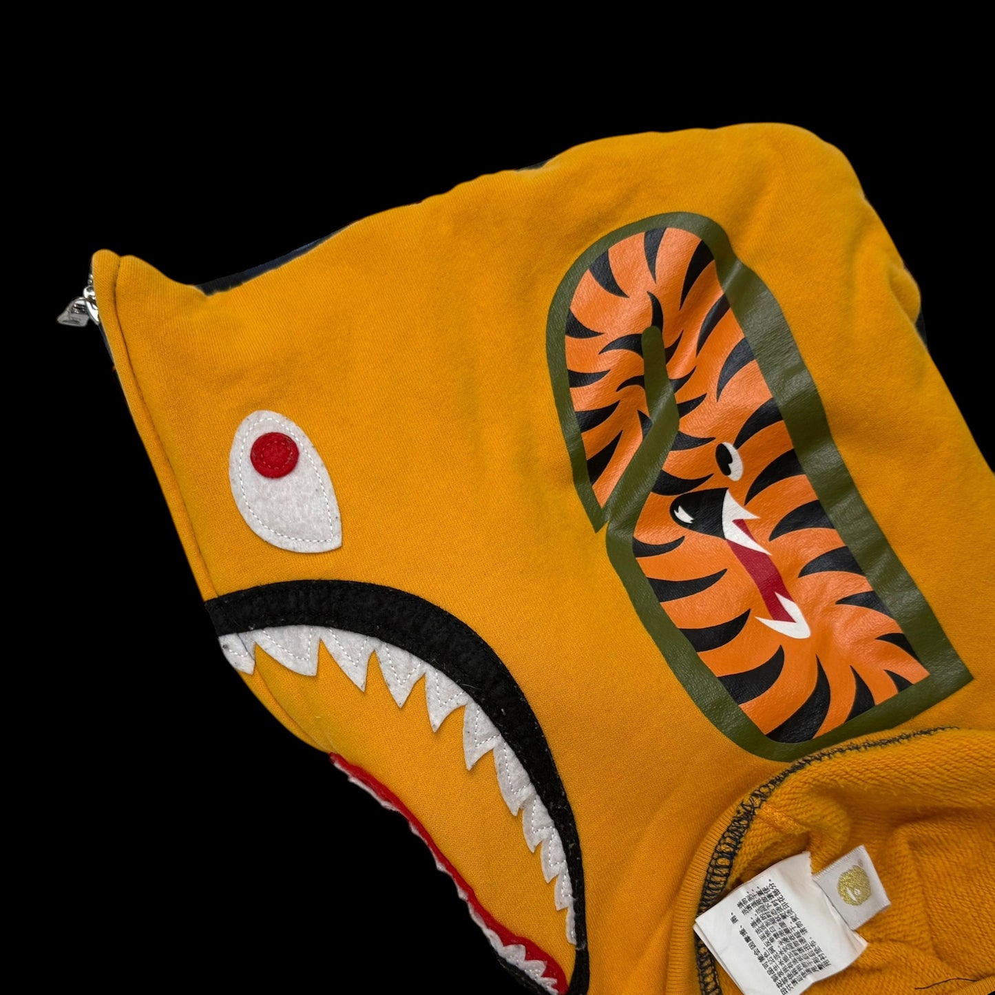 BAPE (A Bathing Ape) Tiger Shark Zip-Up Hoodie Yellow/Blue (Size M)