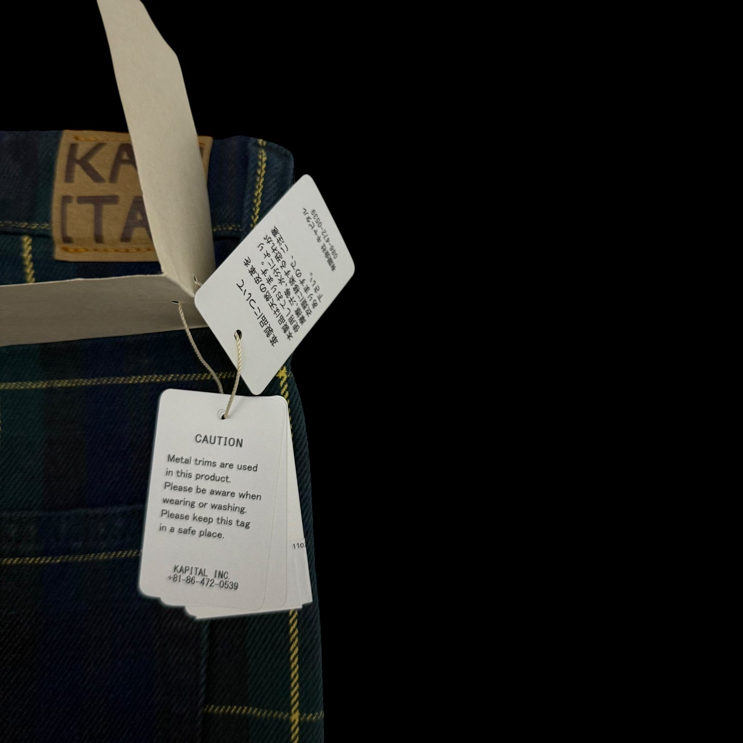 Kapital 11oz Tartan Check 5P Monkey Cisco Jeans (Studs Remake) Navy (Size 38”)