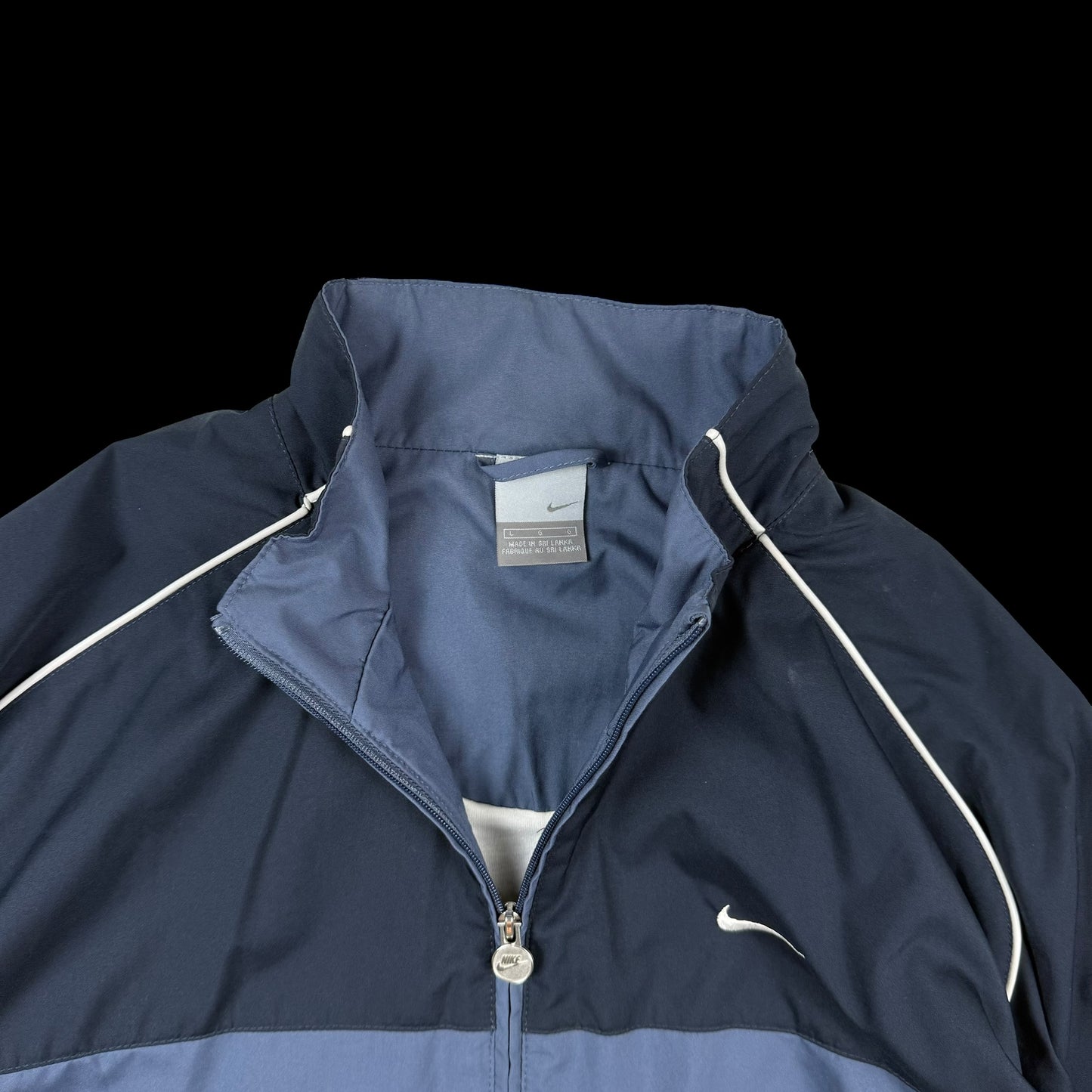 Nike 00s Embroidered Logo Piping Track Jacket Blue/Navy (part of set) (Size L)