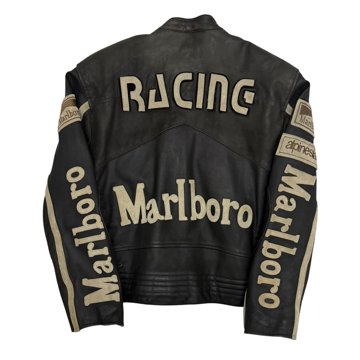 Marlboro 90s Leather Racing Jacket Black (fits L)