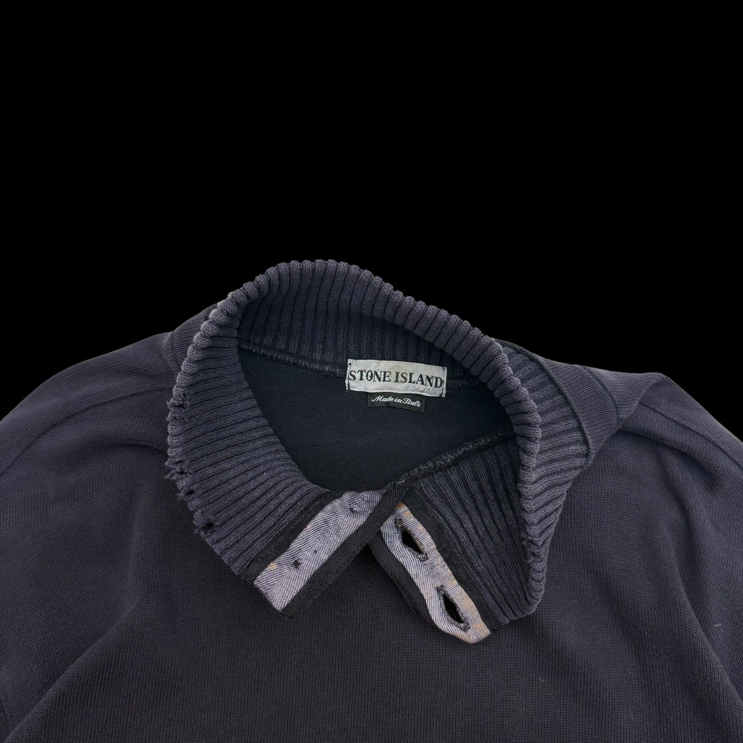 Stone Island 90s Collared Sweatshirt Navy (Fits XL-XXL)