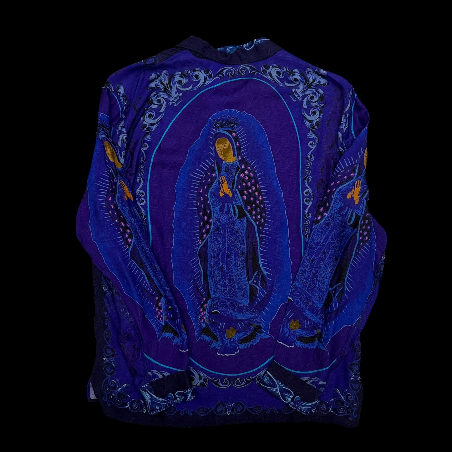 Kapital Virgin Mary Rayon Open Collar LS Shirt Purple / Blue (Size 2)