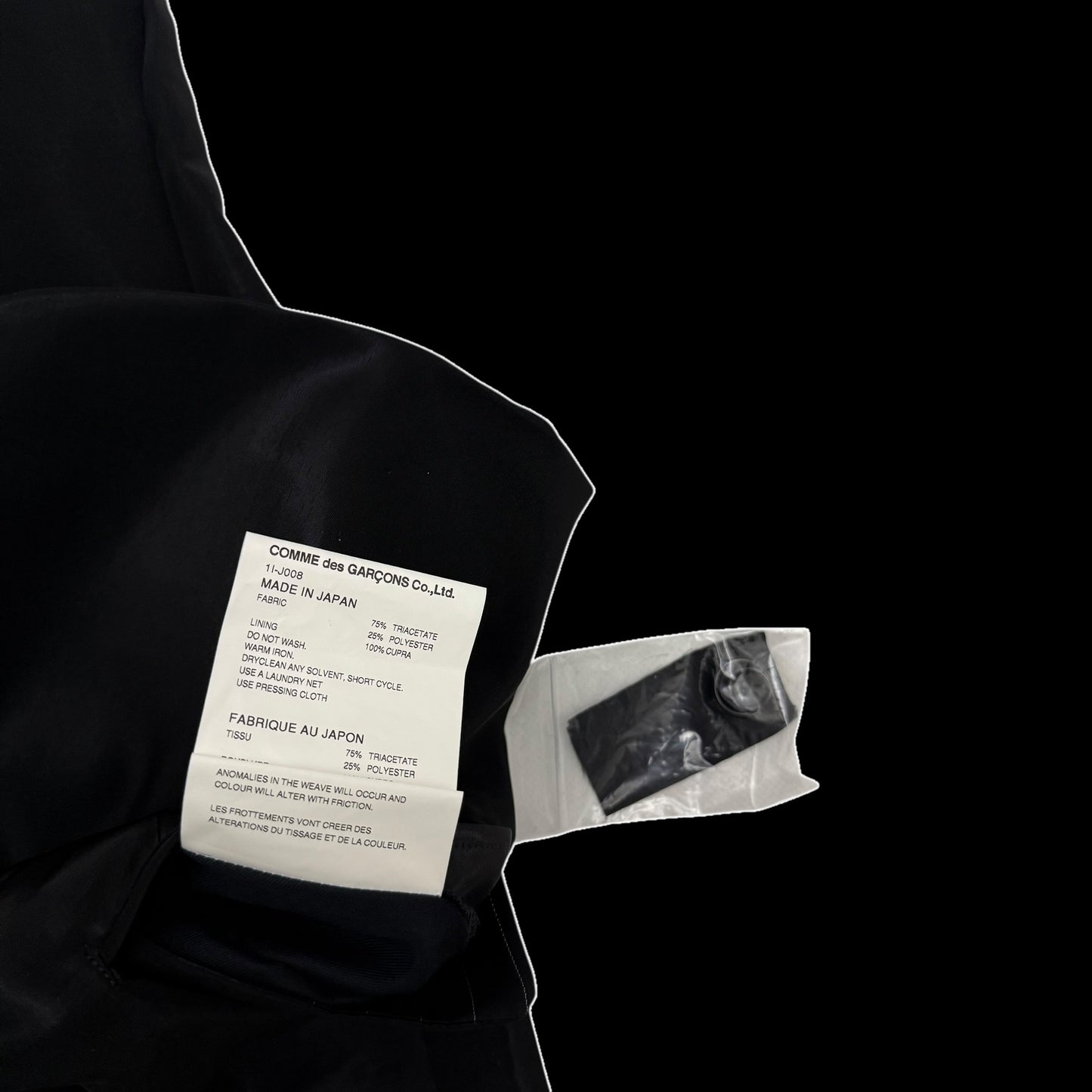 Comme Des Garçons BLACK SS20 Triacetate Blazer Black (Fits M)
