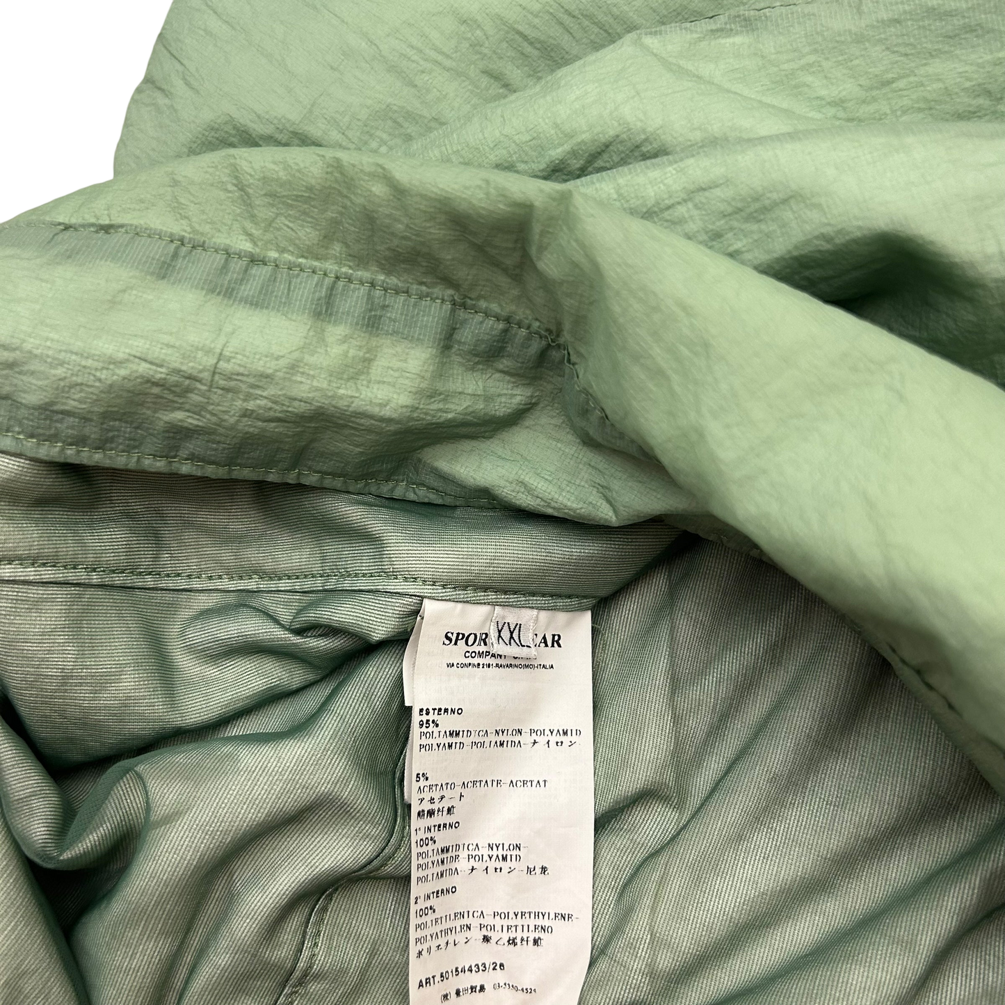 2009 Stone Island Hyperlight Nylon Mesh Badge Jacket Sage Green (Fits L/XL)