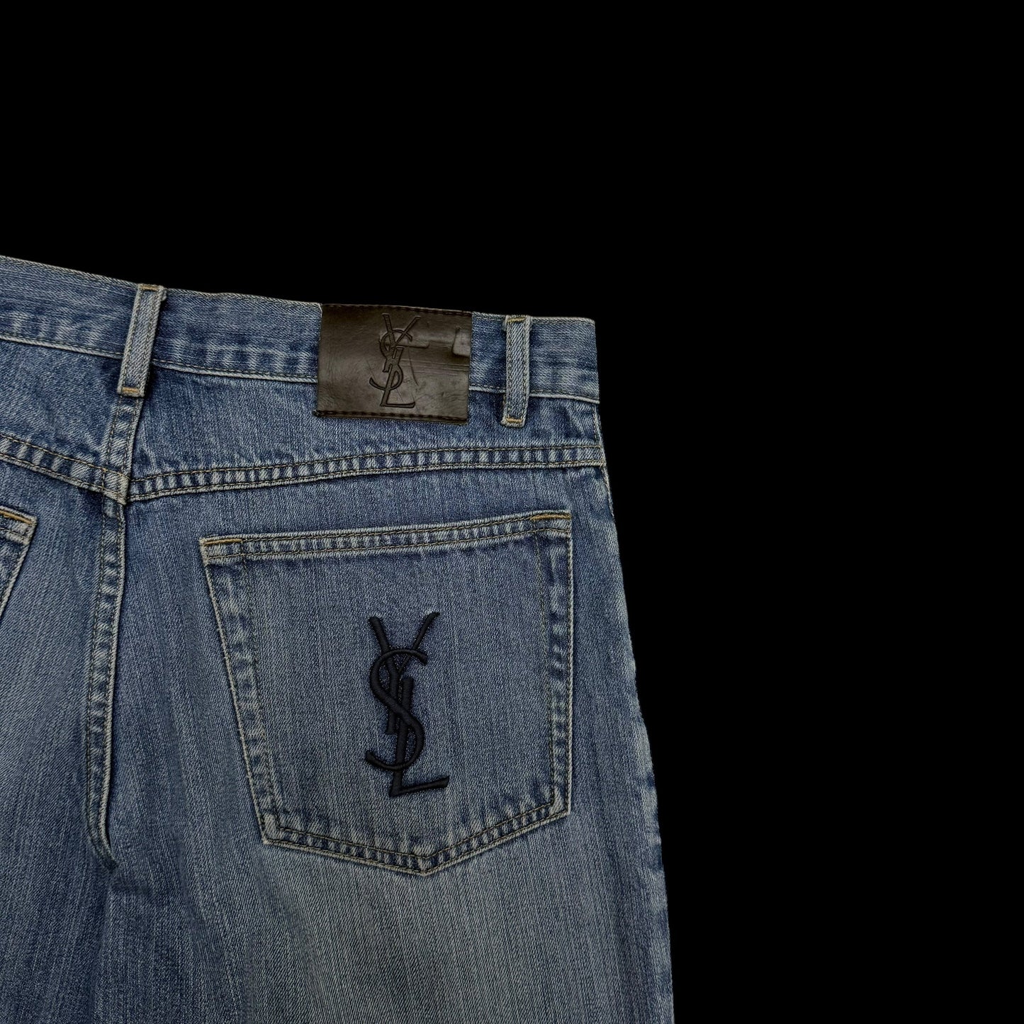 Yves Saint Laurent 2000s Embroidered Logo Jeans (Size 32”)