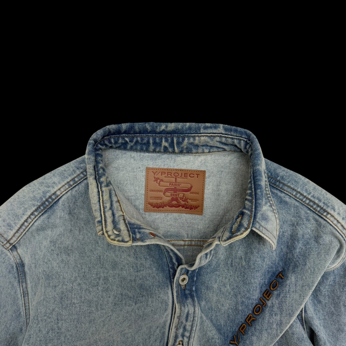Y/Project 22AW Pinched Logo Oversized Denim Shirt (Fits up to size L)