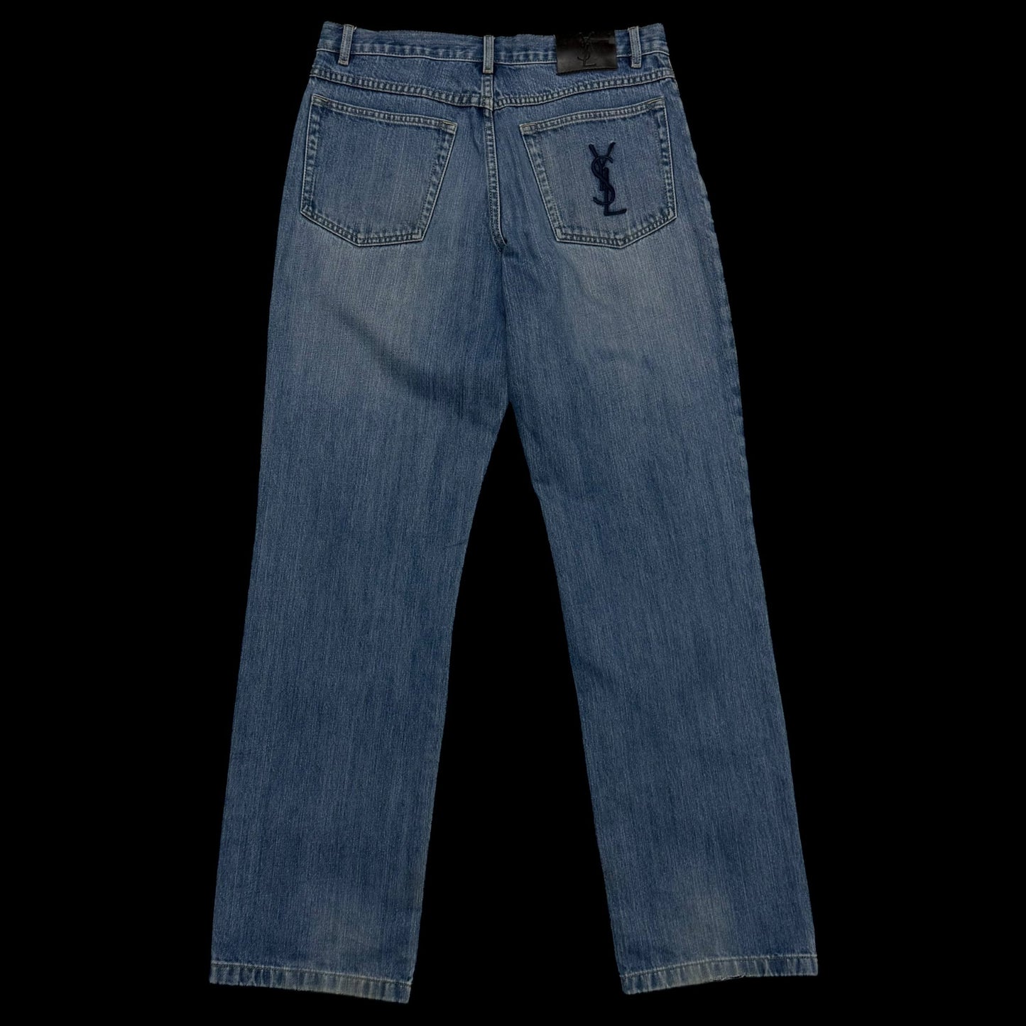 Yves Saint Laurent 2000s Embroidered Logo Jeans (Size 32”)