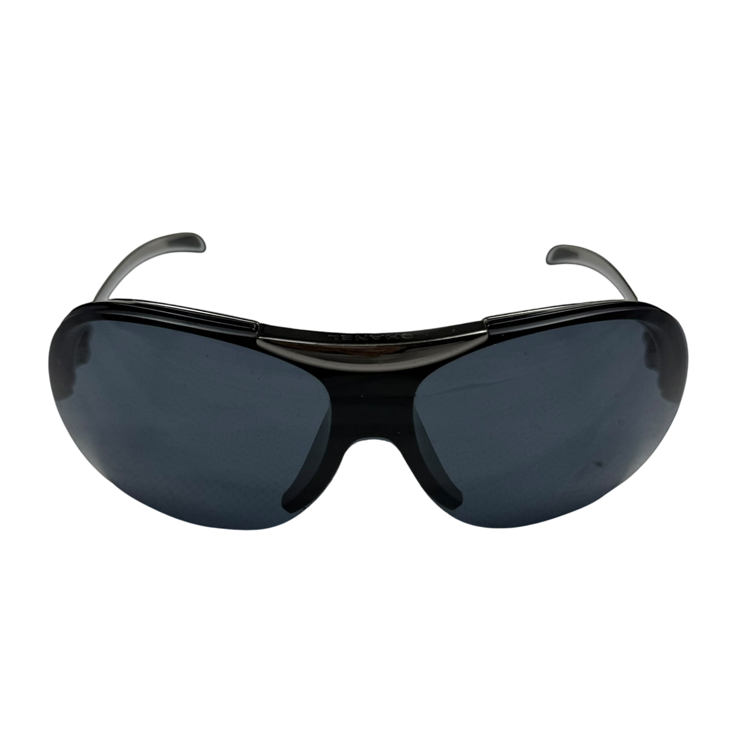 Chanel Rimless Shield Sunglasses Black/Petrol Blue
