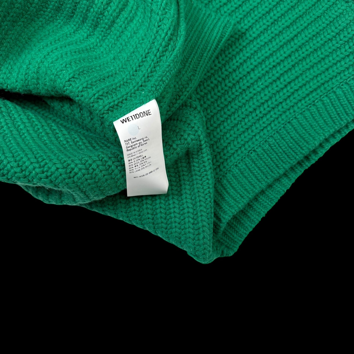 We11done Ribbed Wool Multi-Logo Square Knit Vest Green (Size L)