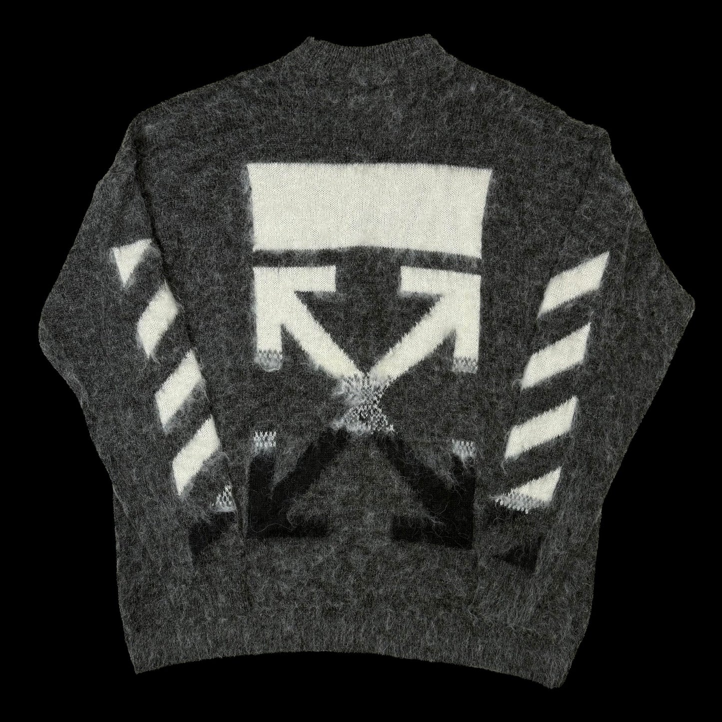 Off-White c/o Virgil Abloh Arrows-Intarsia Gradient Mohair Oversized Sweatshirt Grey (Fits Up To XL)