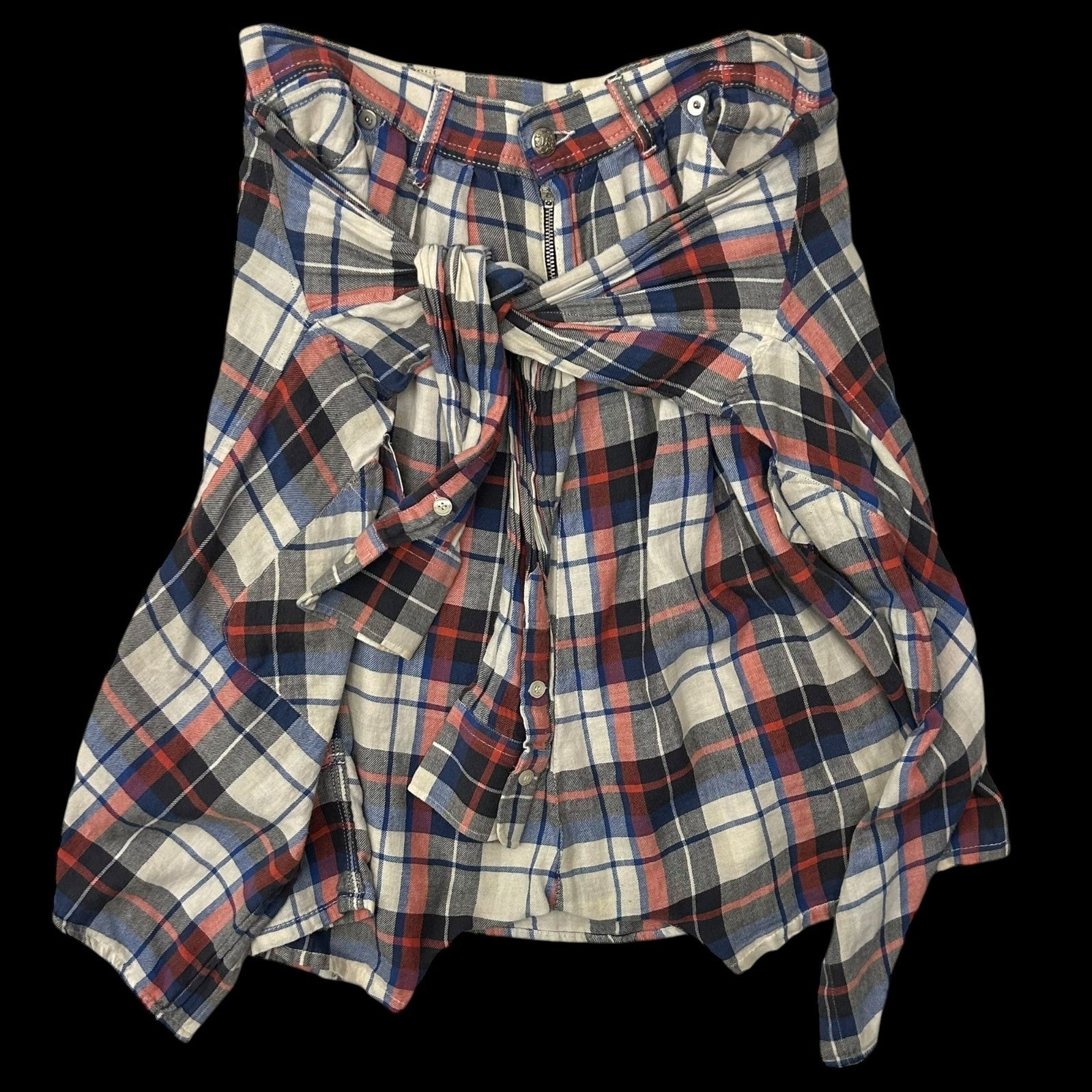 R13 Multi Coloured Cotton Plaid Skirt (Size 31”)