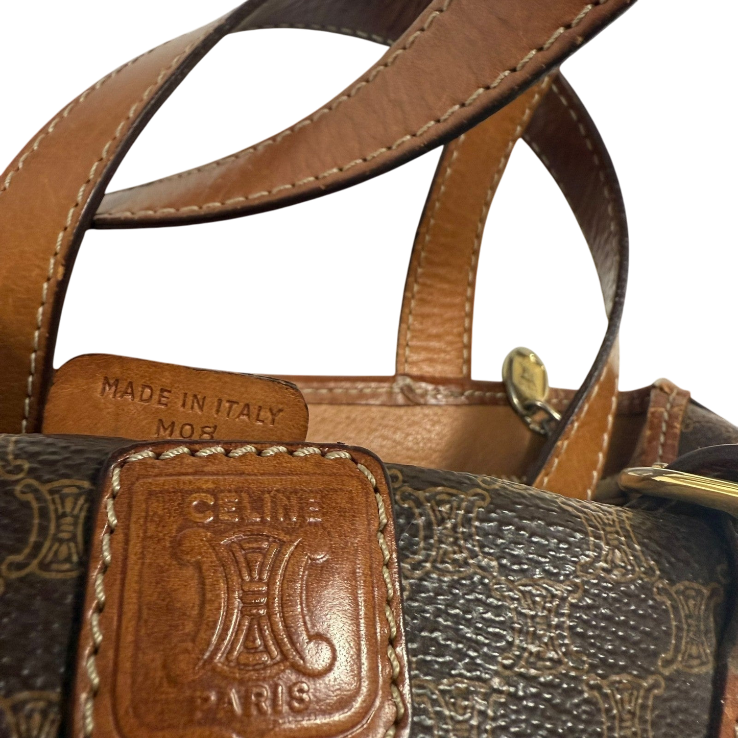 Céline 2008 Macadam Coated Canvas Monogram Tote Bag Brown