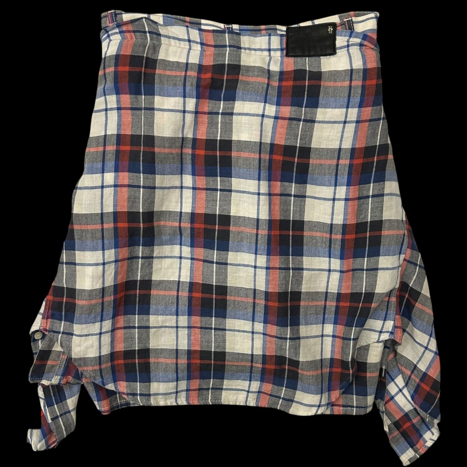 R13 Multi Coloured Cotton Plaid Skirt (Size 31”)
