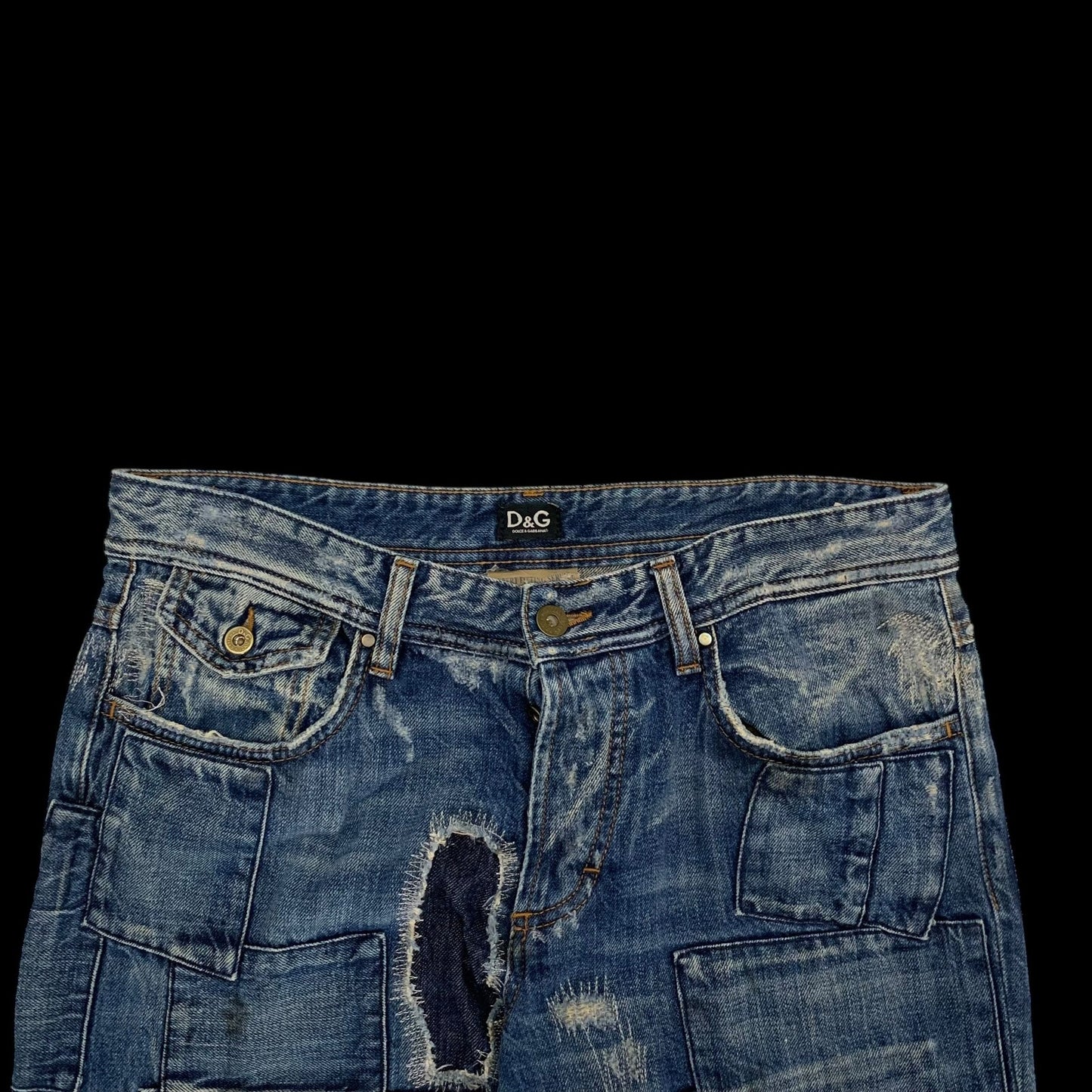 Dolce & Gabbana 2000s Patchwork Boro Distressed Jeans (Size 32”)