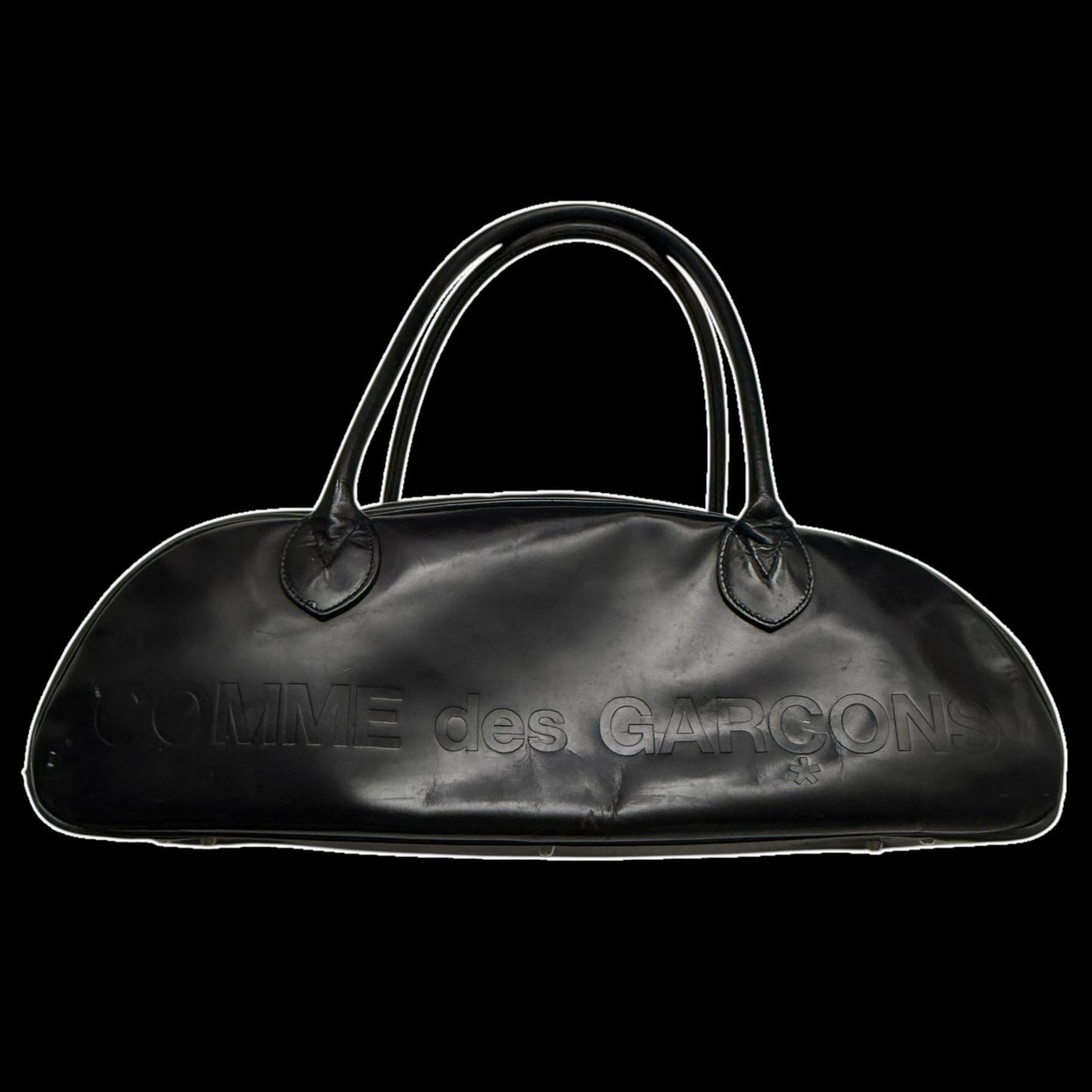 Comme des Garçons 90s Leather Boston Bag Black