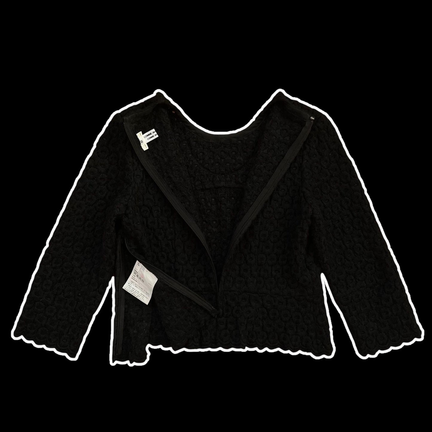 AD2012 Comme Des Garçons Black Wool Blend Top (Fits S)
