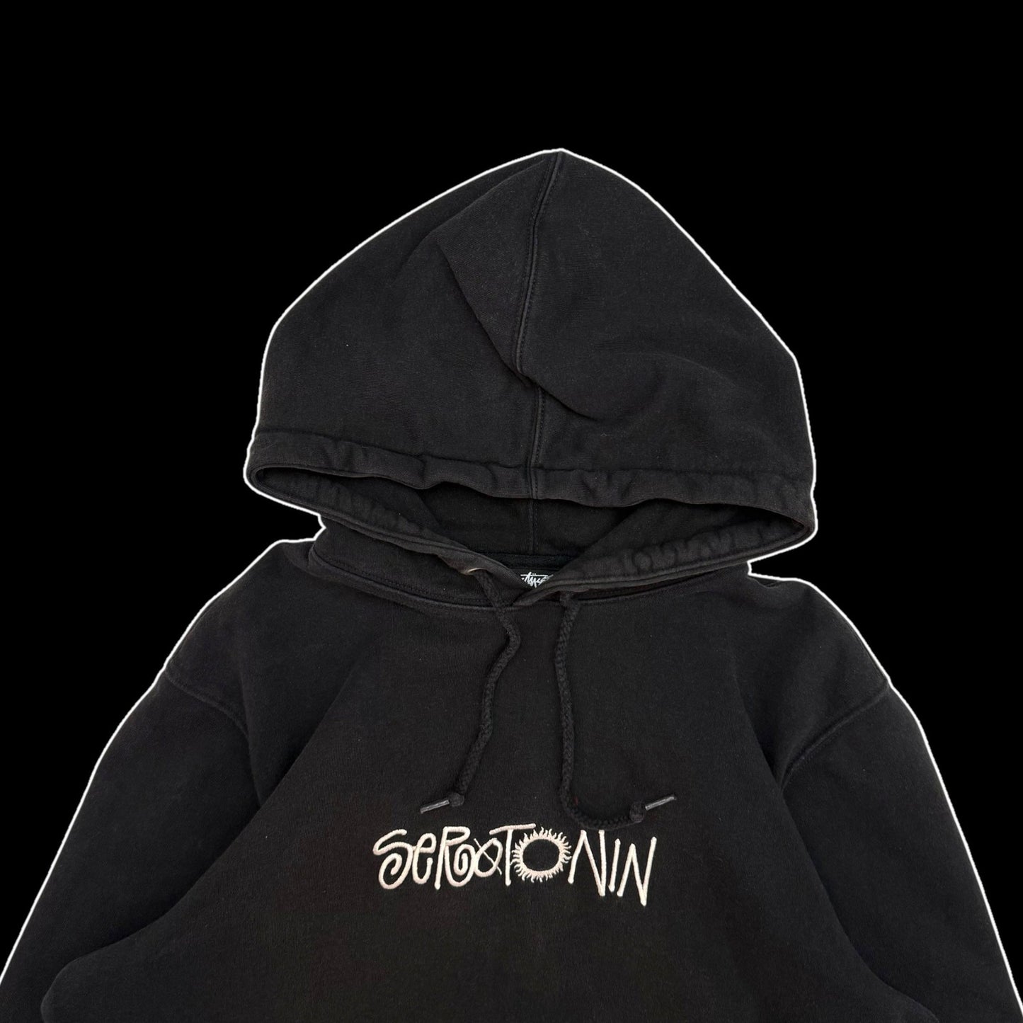 Stussy Serotonin Appliqué Hoodie Black (Fits S-M)