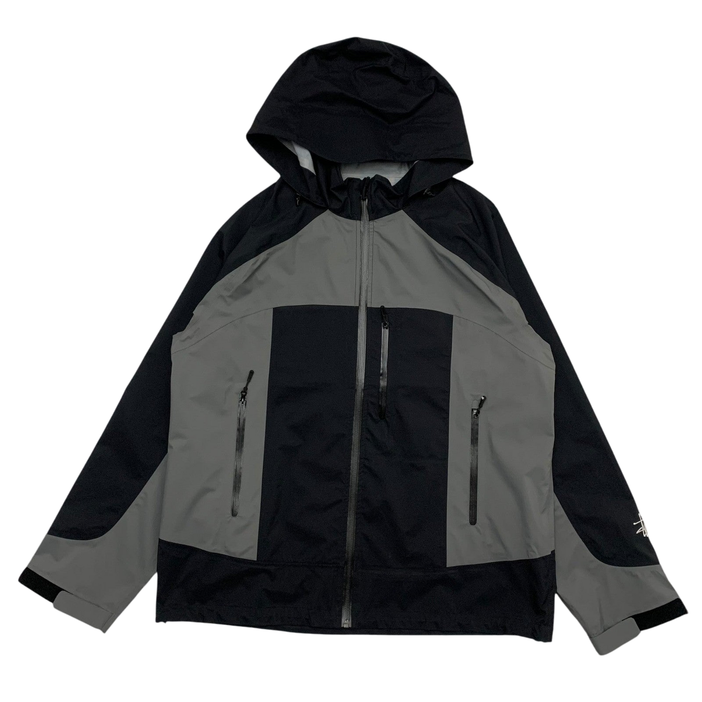 Stussy AW20 Taped Seam Nylon Rain Jacket Black/Grey (Fits L-XL)
