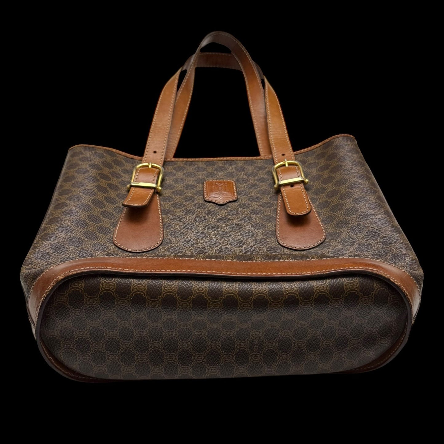 Céline 2008 Macadam Coated Canvas Monogram Tote Bag Brown
