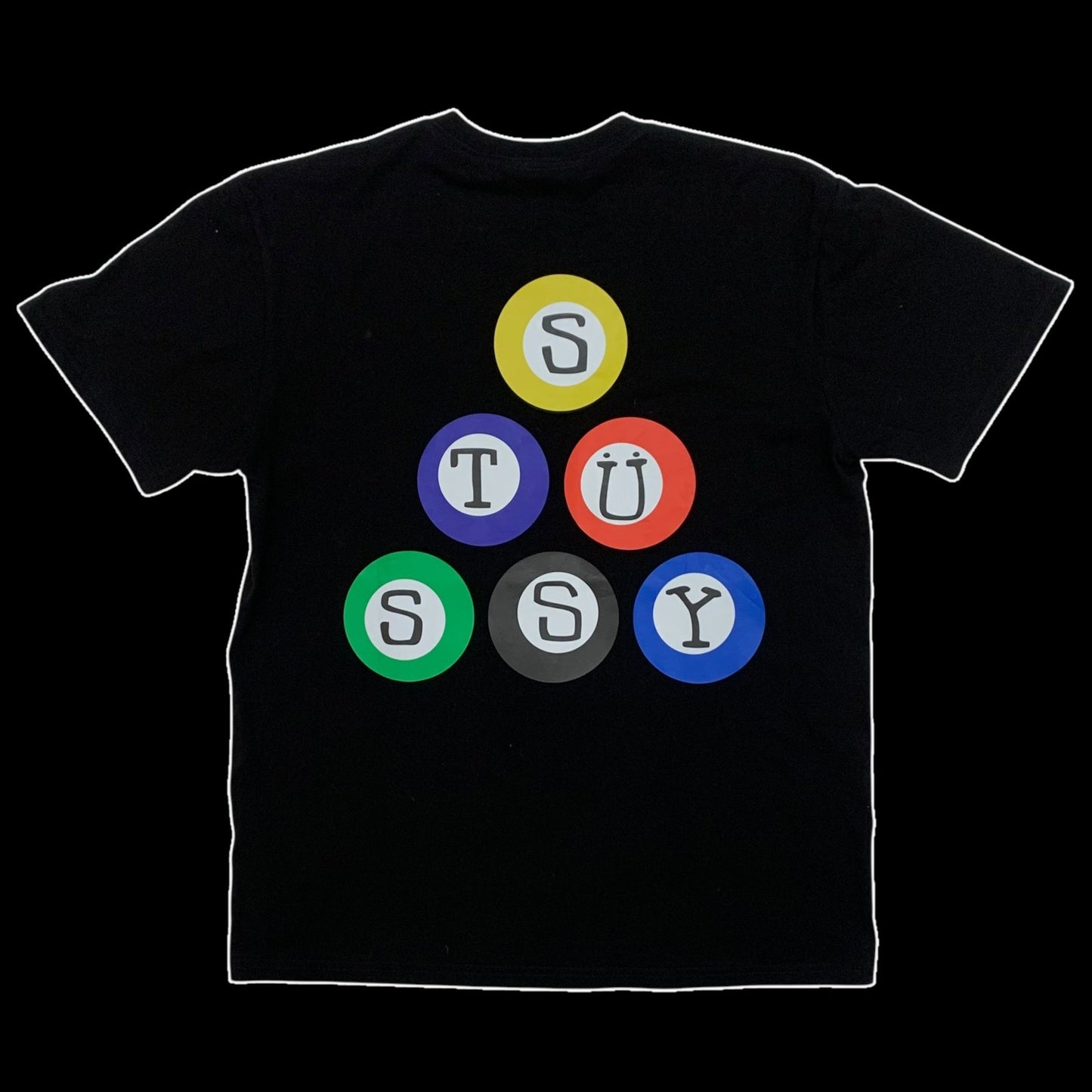 Stussy Billiards Pyramid T-Shirt Black (Fits M-L)