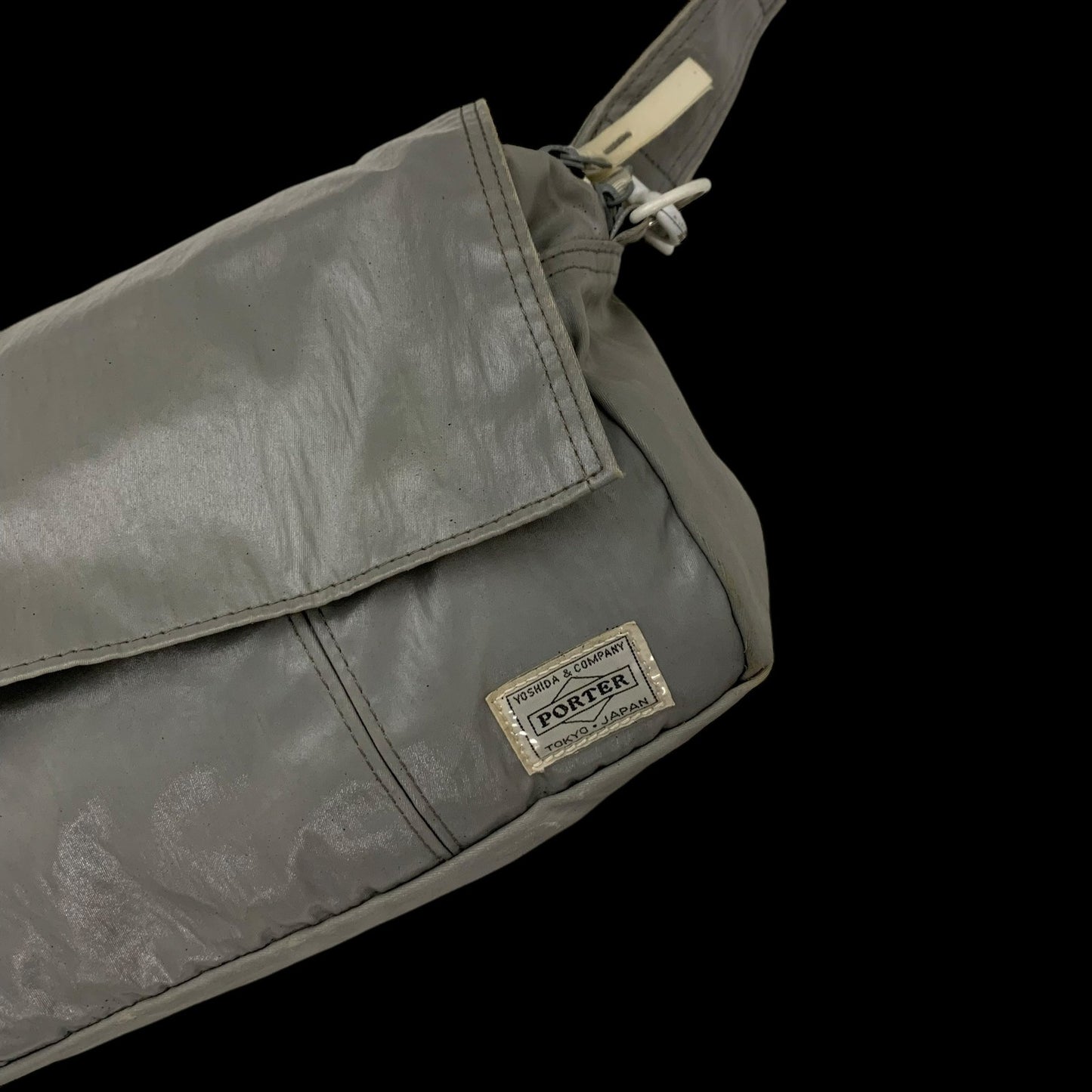 Porter Vintage Nylon Messenger Bag Metallic Silver