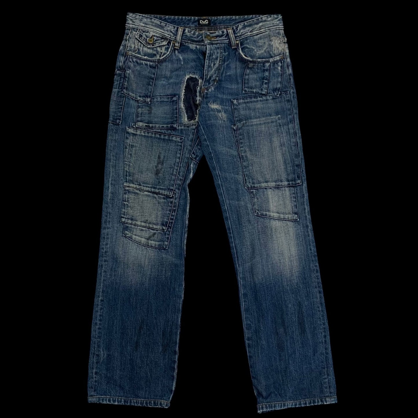 Dolce & Gabbana 2000s Patchwork Boro Distressed Jeans (Size 32”)
