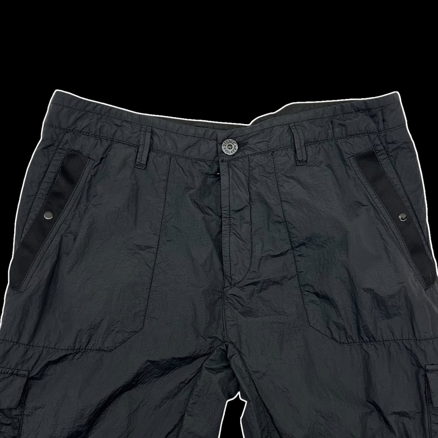 Stone Island Type RE Metal Nylon Cargo Pants Black (Size 34")