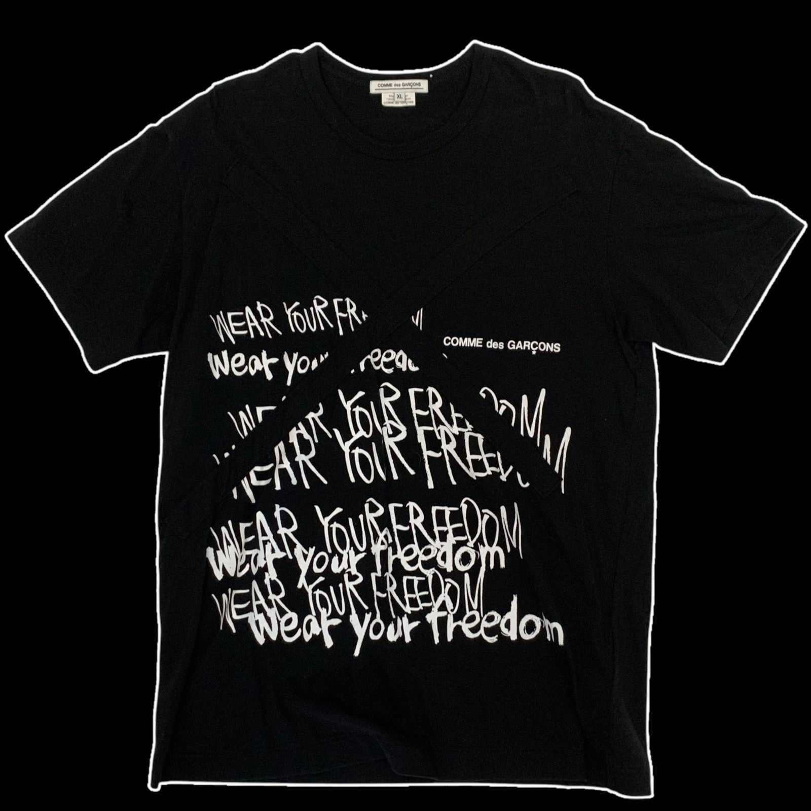 Comme des Garçons AW19 ‘Wear Your Freedom’ Cross-Taping T-Shirt Black (Size L)