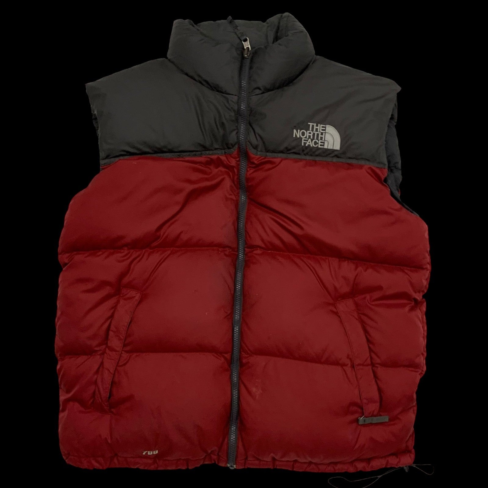 The North Face Nuptse 700 Down Puffer Vest Red/Charcoal (Size L)