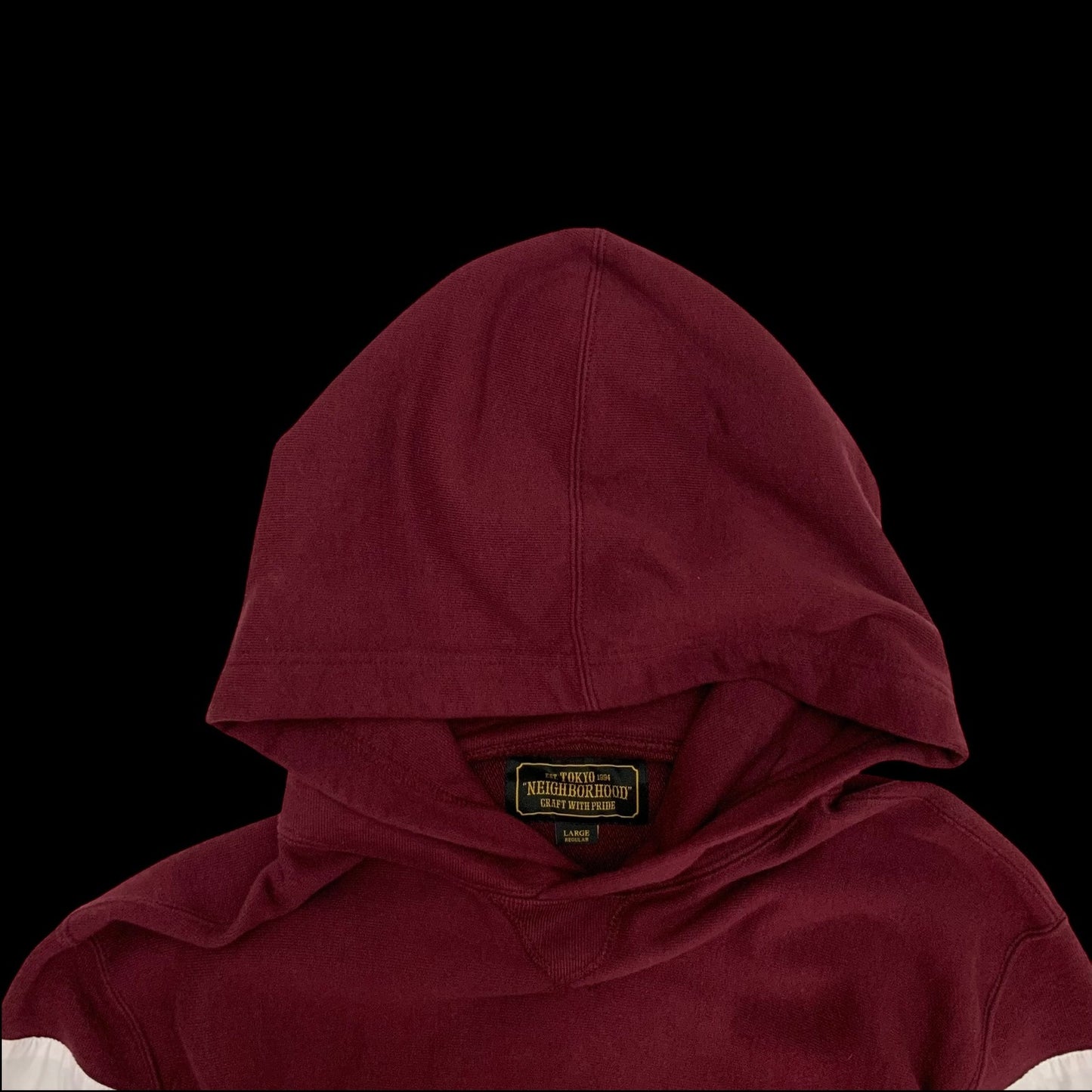 Neighbourhood AW17 Border Sleeve Pullover Hoodie Burgundy (Size L)