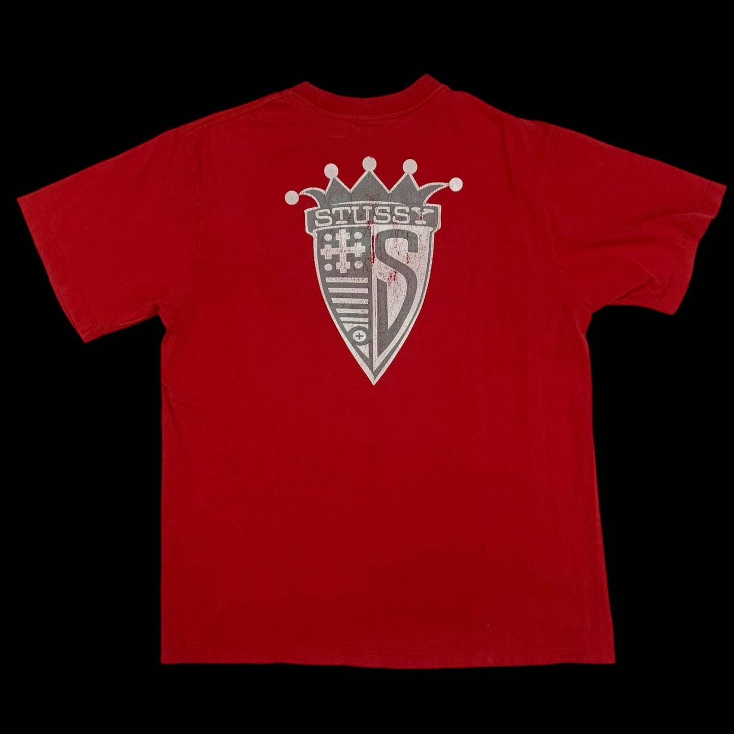 Stussy Vintage 90s No. 4 Logo T-Shirt Red (Made in USA) Fits S-M)
