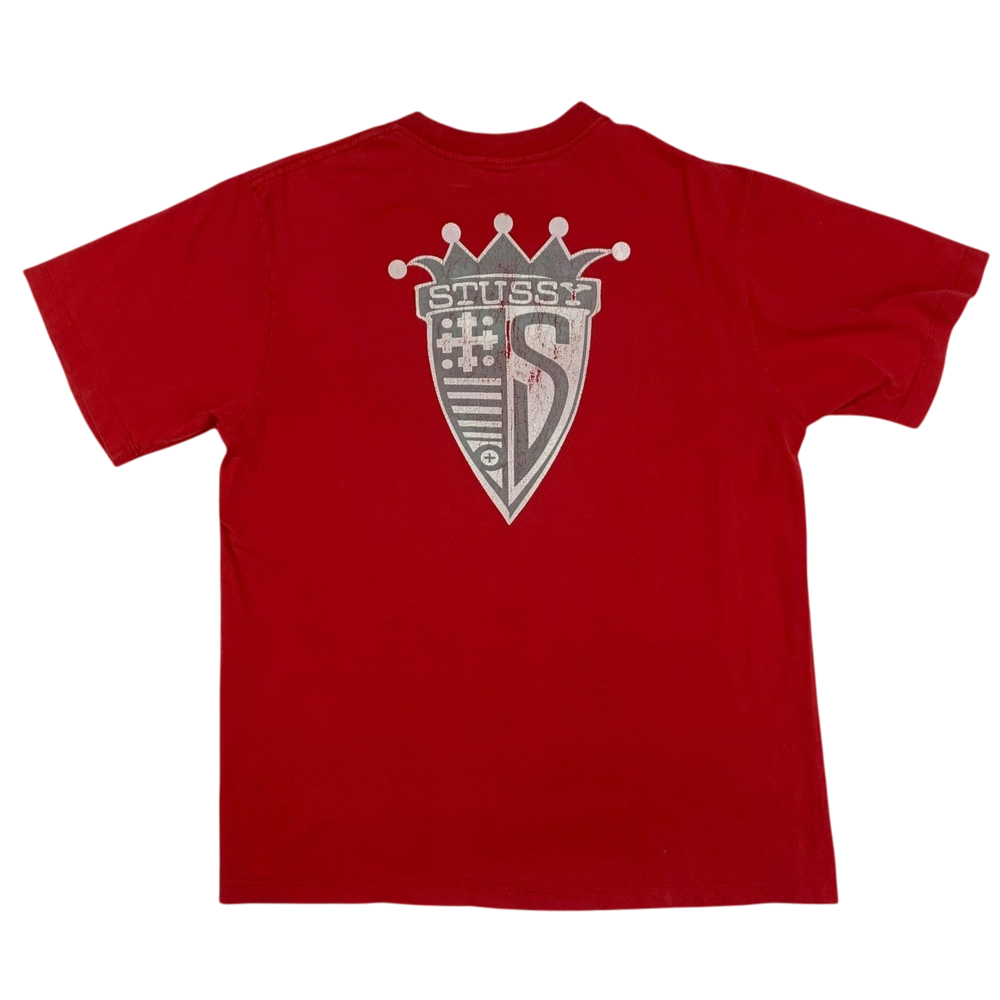 Stussy Vintage 90s No. 4 Logo T-Shirt Red (Made in USA) Fits S-M)