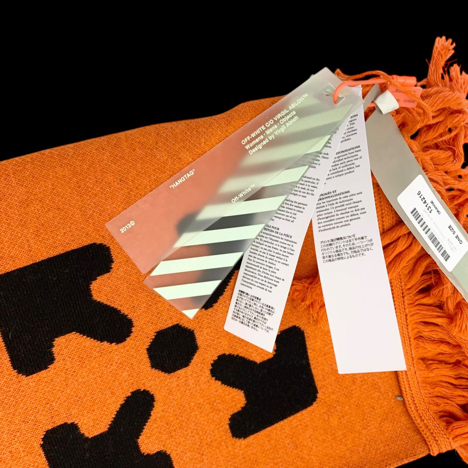 Off-White SS20 Logo Jacquard Knitted Scarf Orange