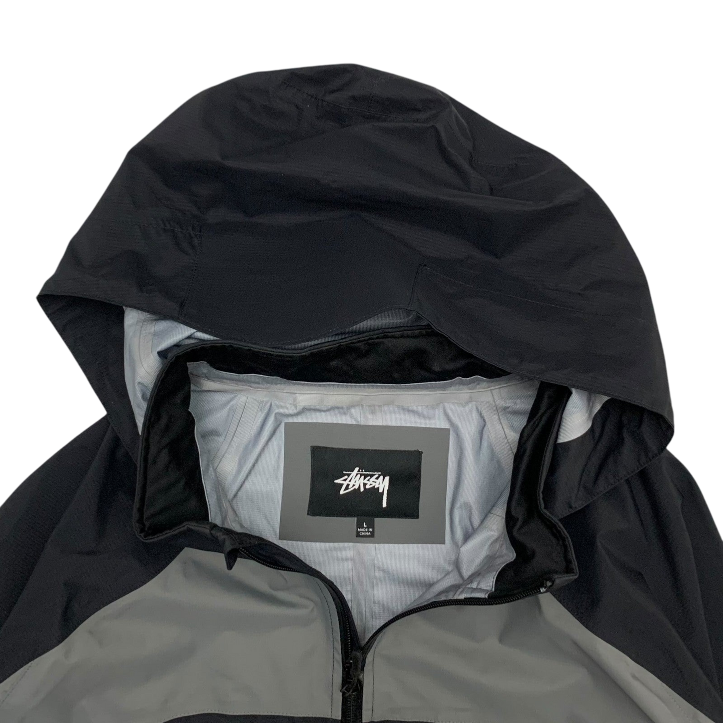 Stussy AW20 Taped Seam Nylon Rain Jacket Black/Grey (Fits L-XL)