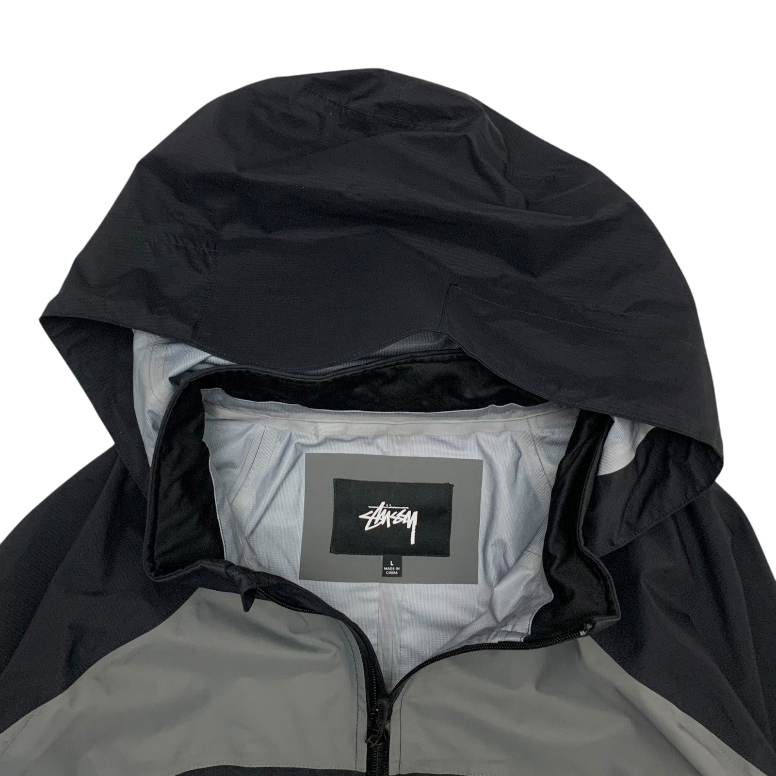 Stussy AW20 Taped Seam Nylon Rain Jacket Black/Grey (Fits L-XL)